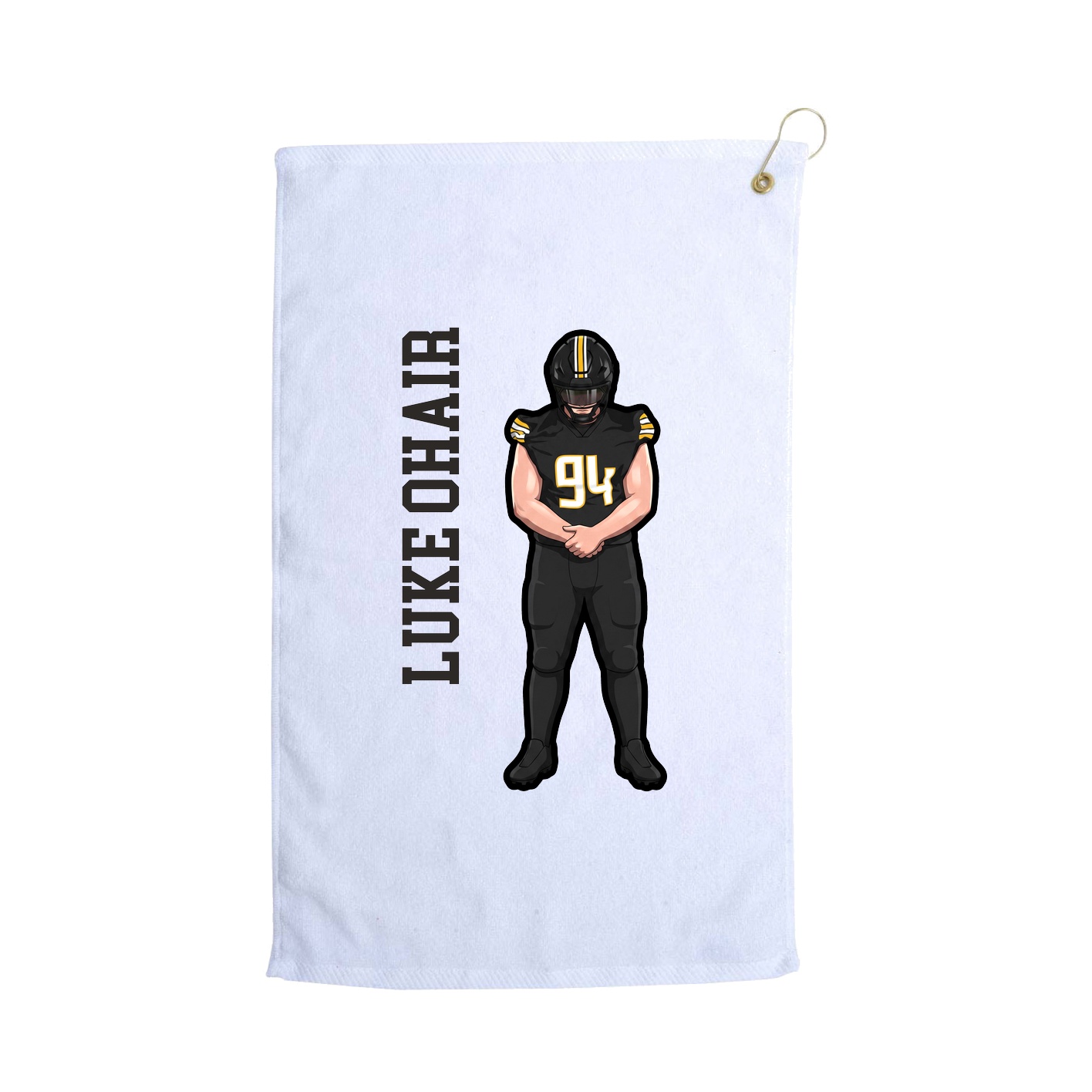 Golf Towel — Name Vertical in White