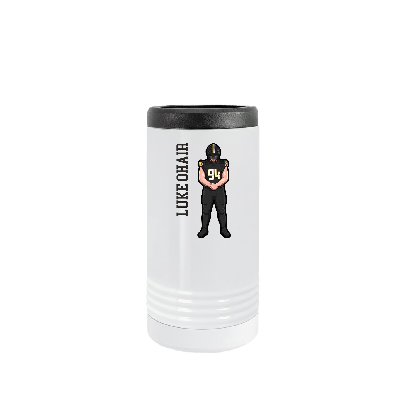 Slim Beverage Holder — Name Vertical in White