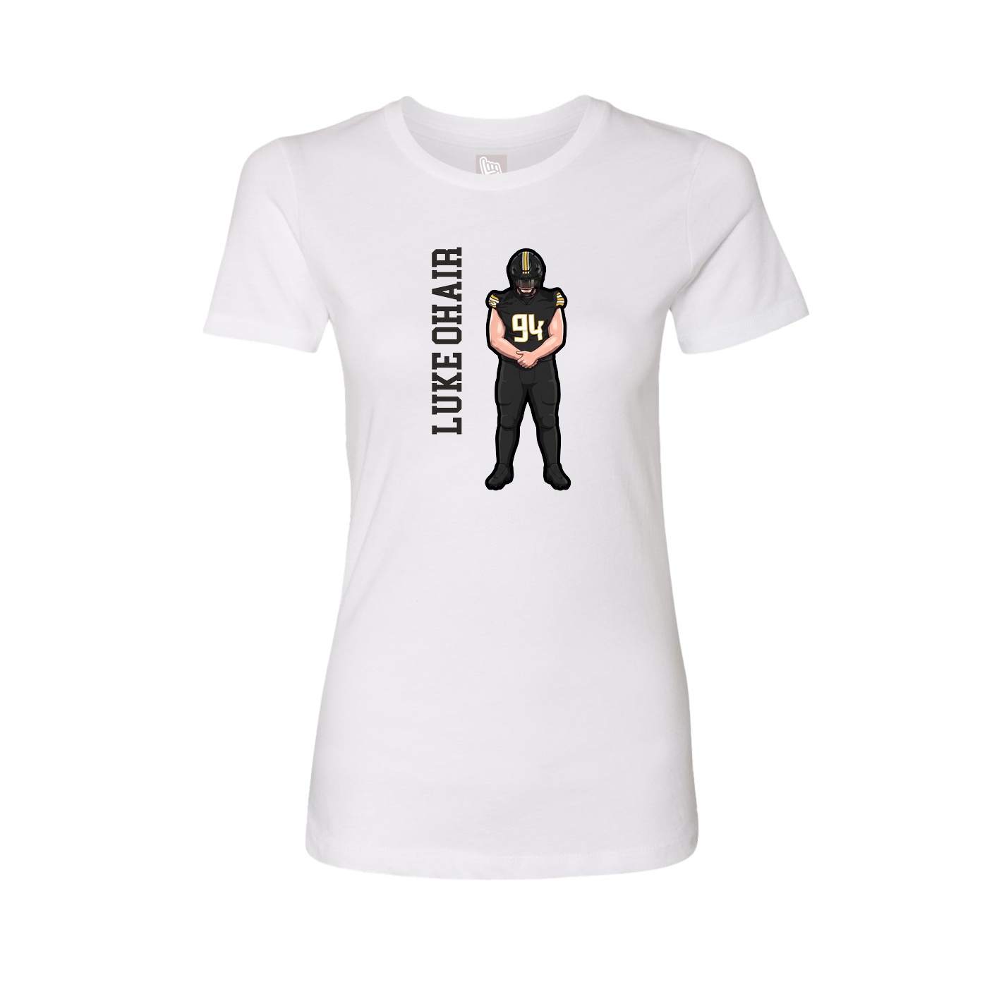 Fitted Women's Tee — Name Vertical in White