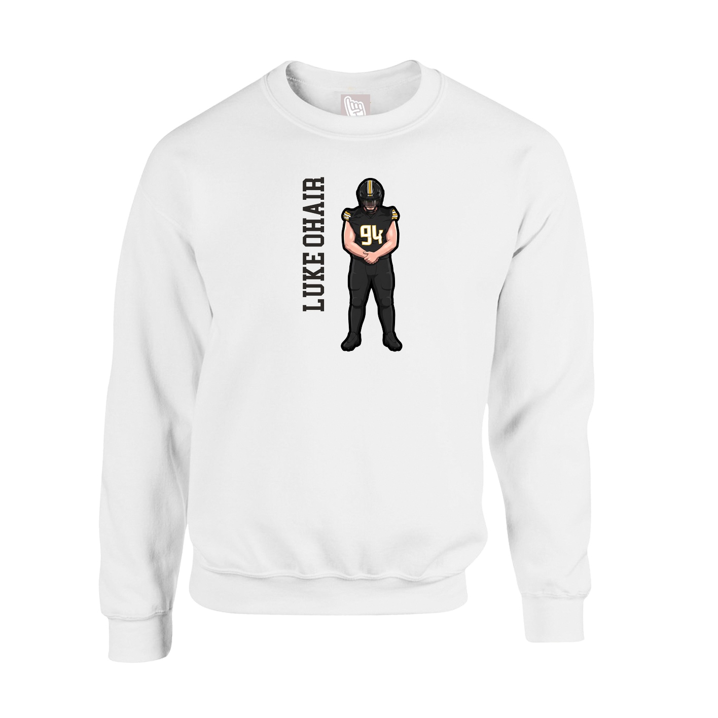 Fleece Crew — Name Vertical in White