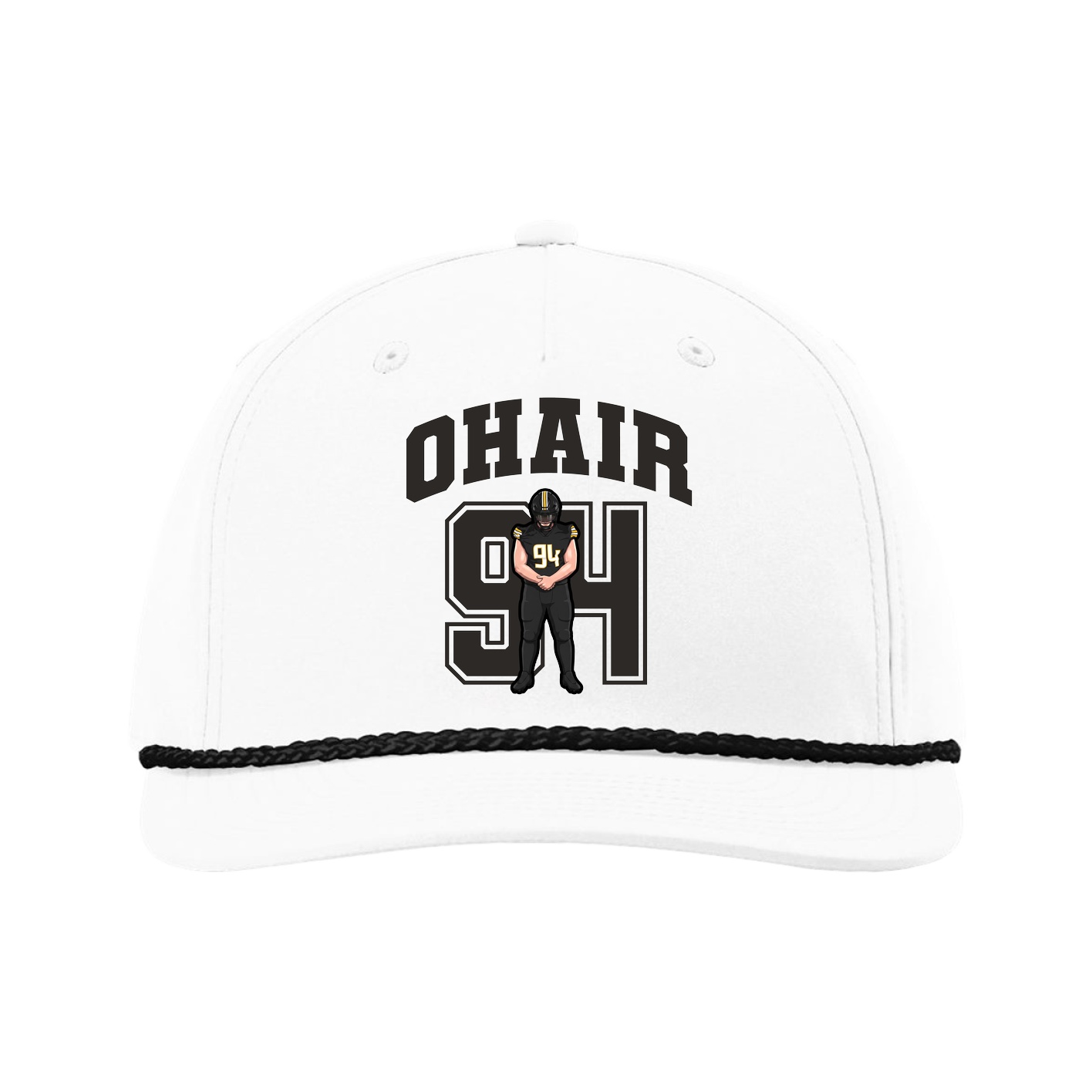 Five-Panel Classic Rope Cap — Number in White