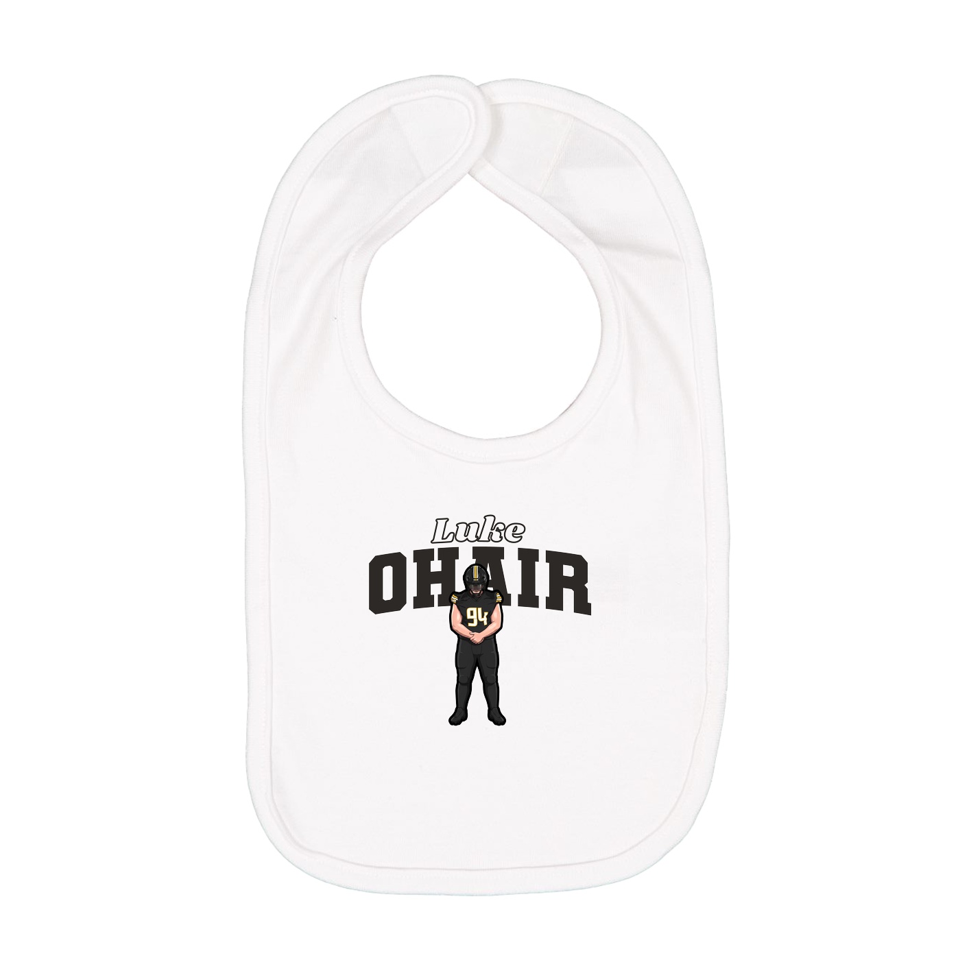 Infant Bib — Name Arch in White