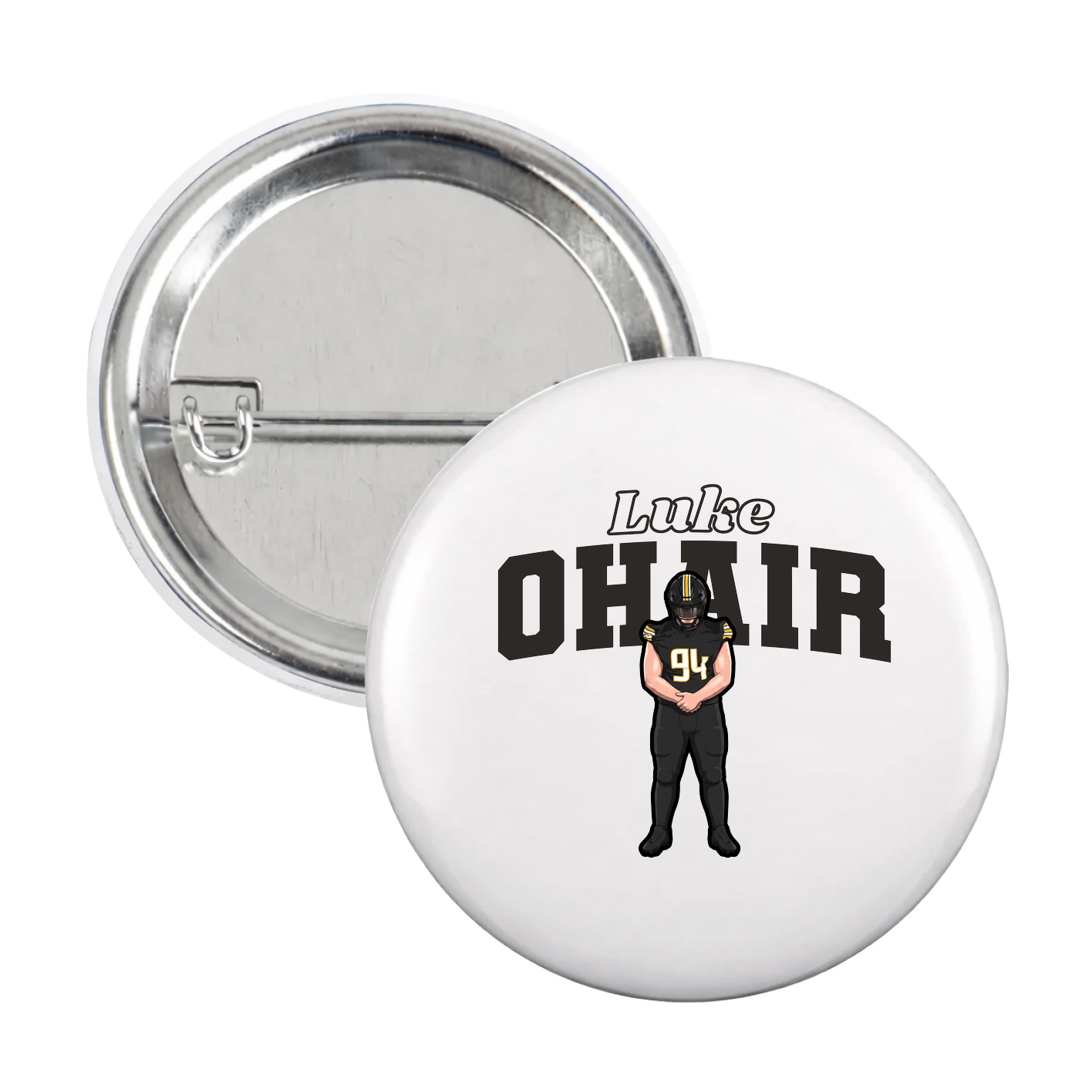 Game Day Button — Name Arch in White