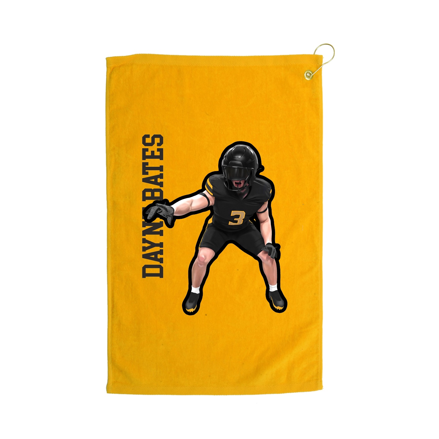Golf Towel — Name Vertical in Gold