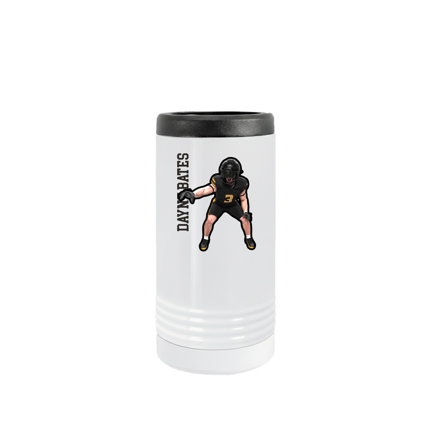 Slim Beverage Holder — Name Vertical in White