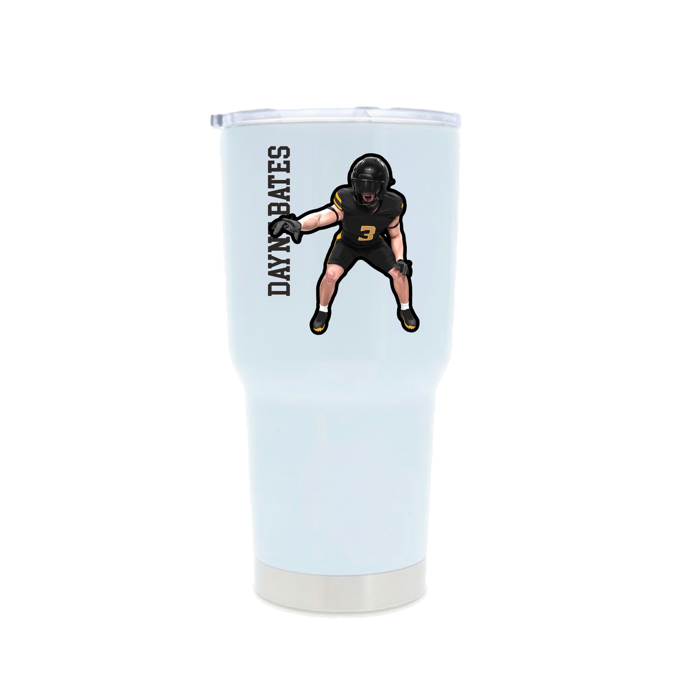 30oz Stainless Steel Tumbler — Name Vertical in White
