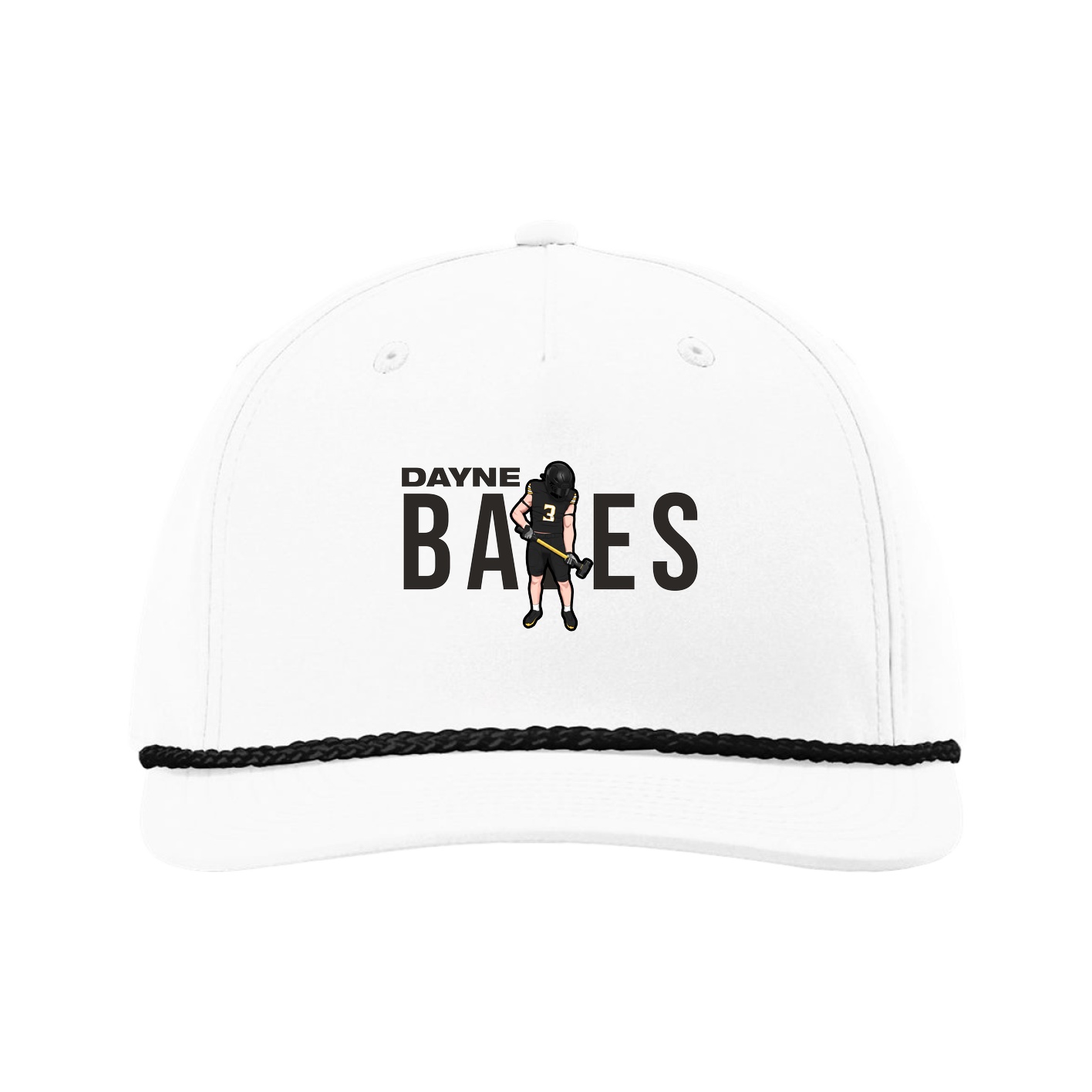 Five-Panel Classic Rope Cap — Player Name in White