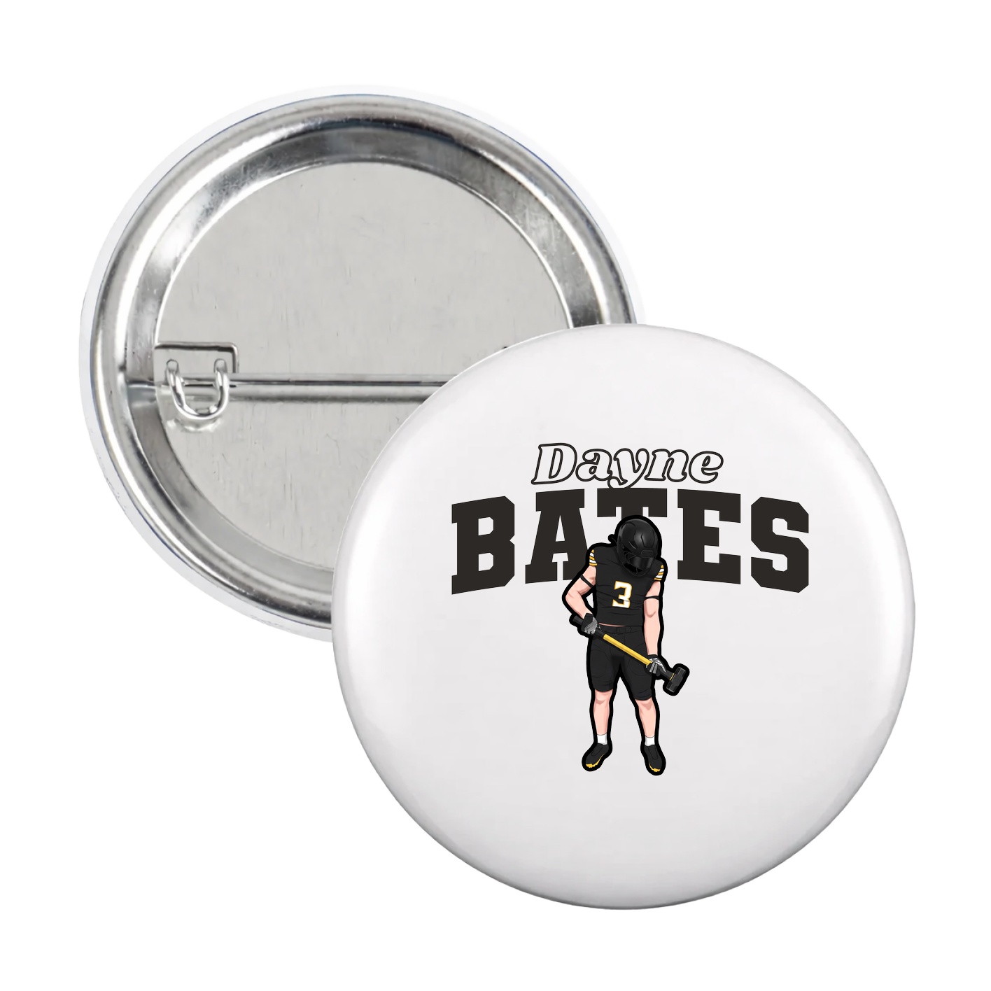 Game Day Button — Name Arch in White