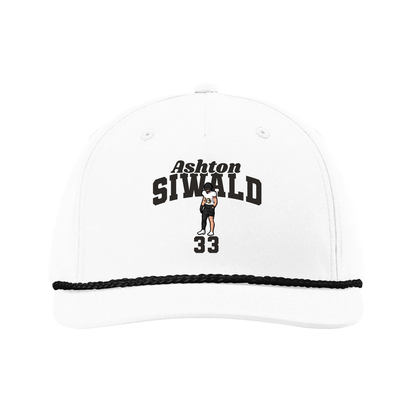 Five-Panel Classic Rope Cap — Signature Arch in White