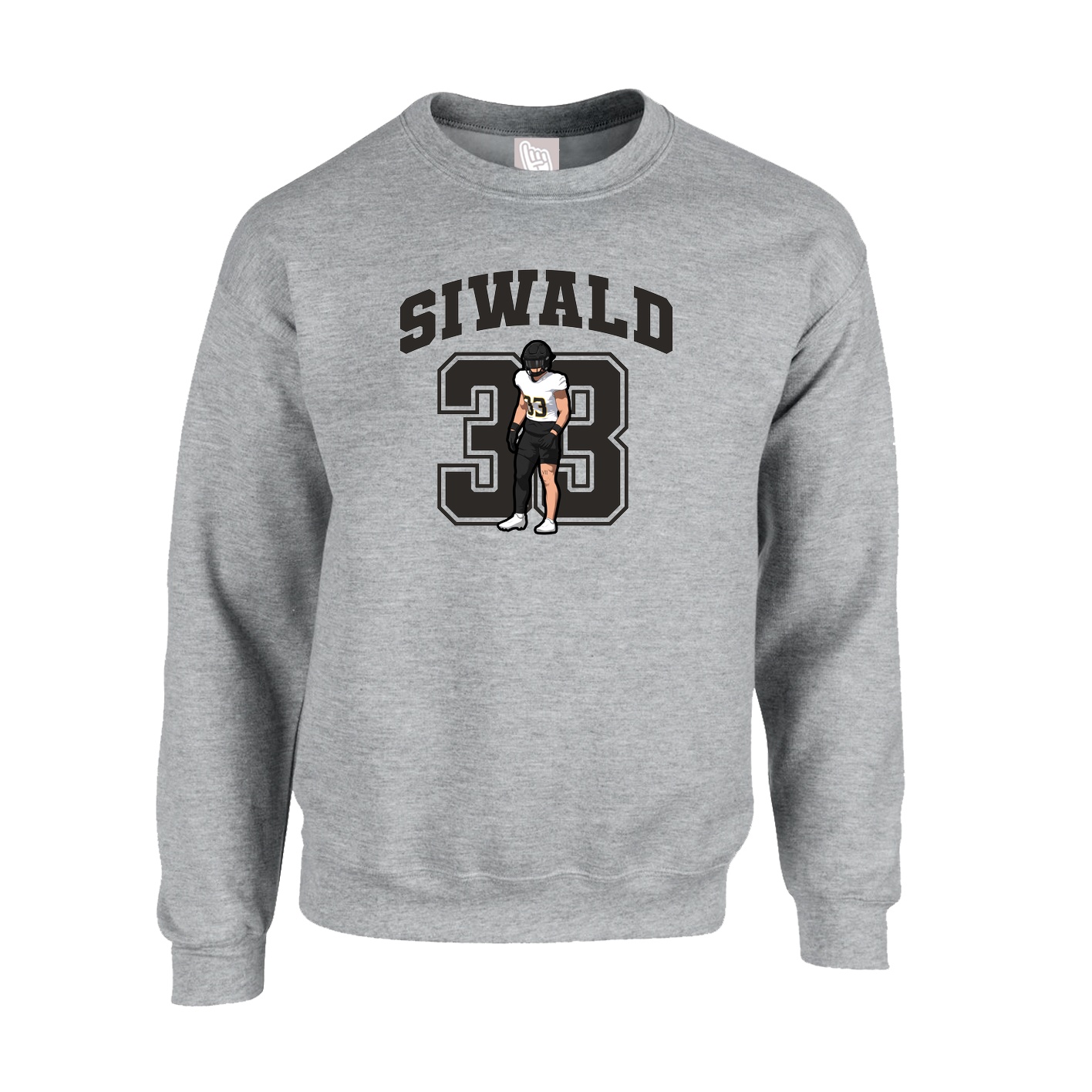 Fleece Crew — Number in Grey
