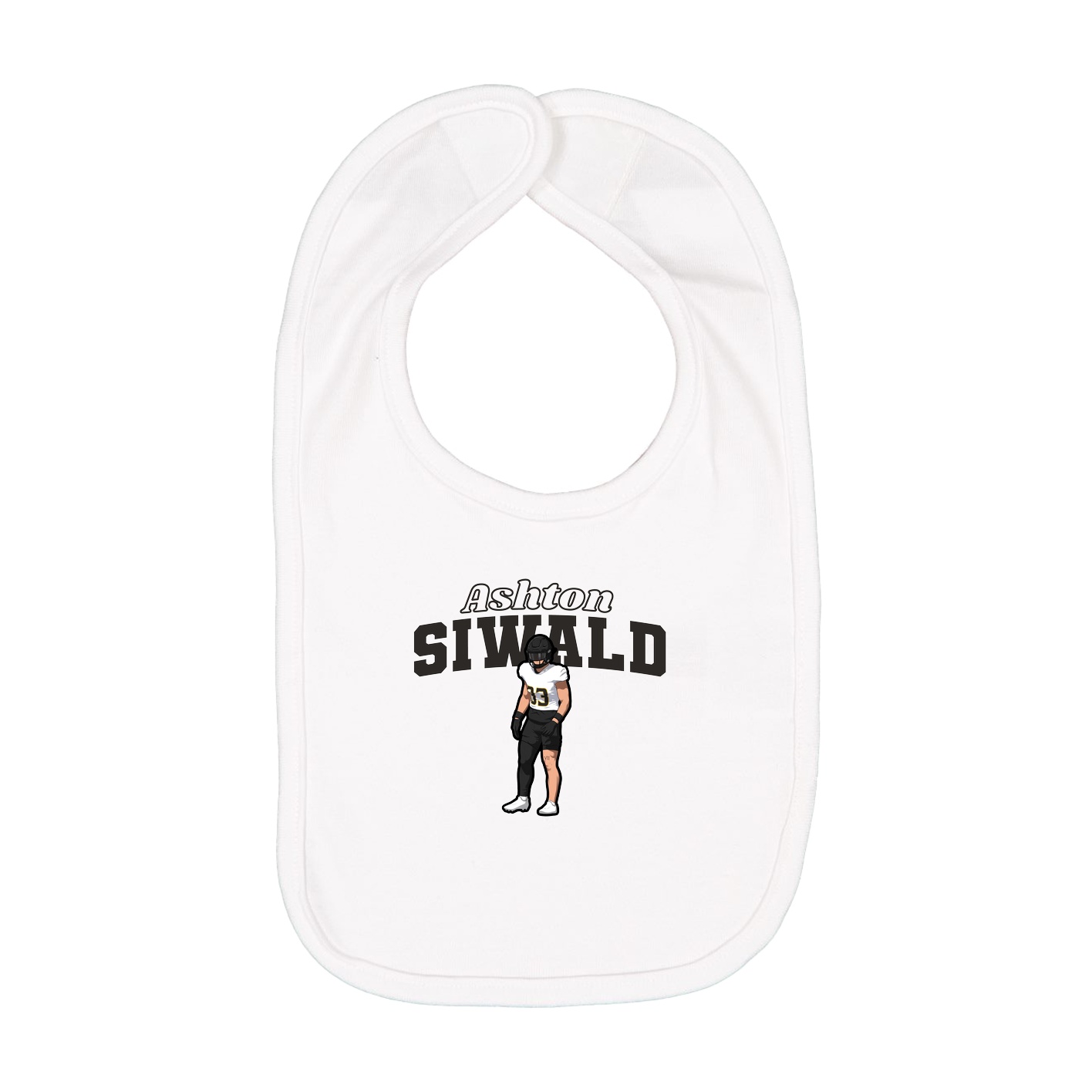 Infant Bib — Name Arch in White