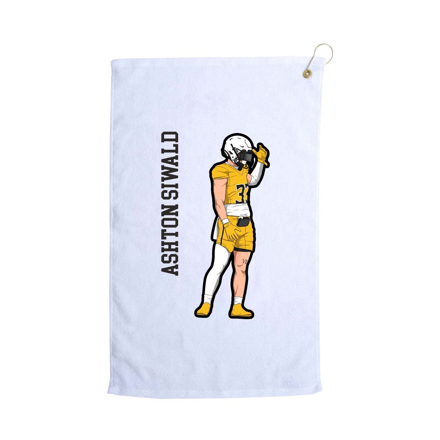Golf Towel — Name Vertical in White