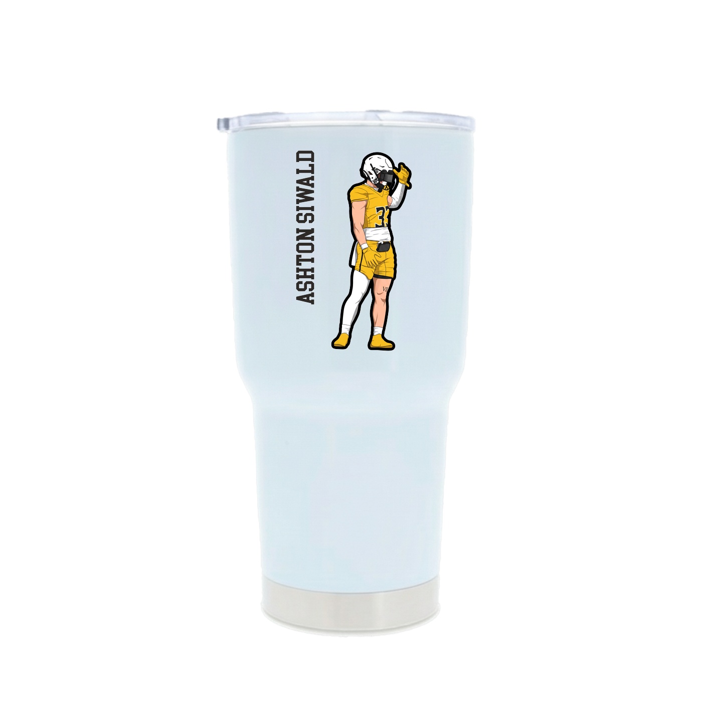 30oz Stainless Steel Tumbler — Name Vertical in White