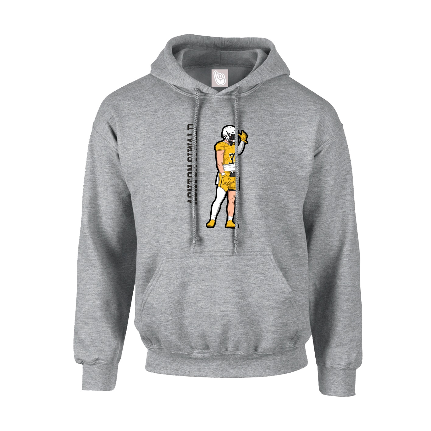 Hoodie — Name Vertical in Grey
