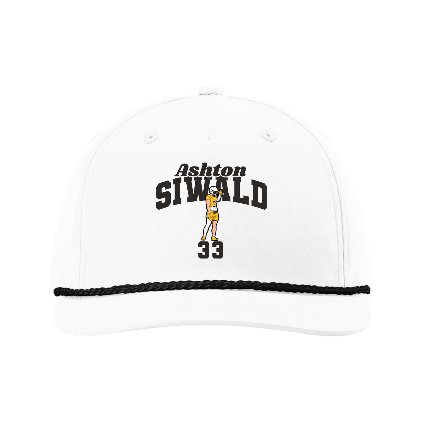 Five-Panel Classic Rope Cap — Signature Arch in White
