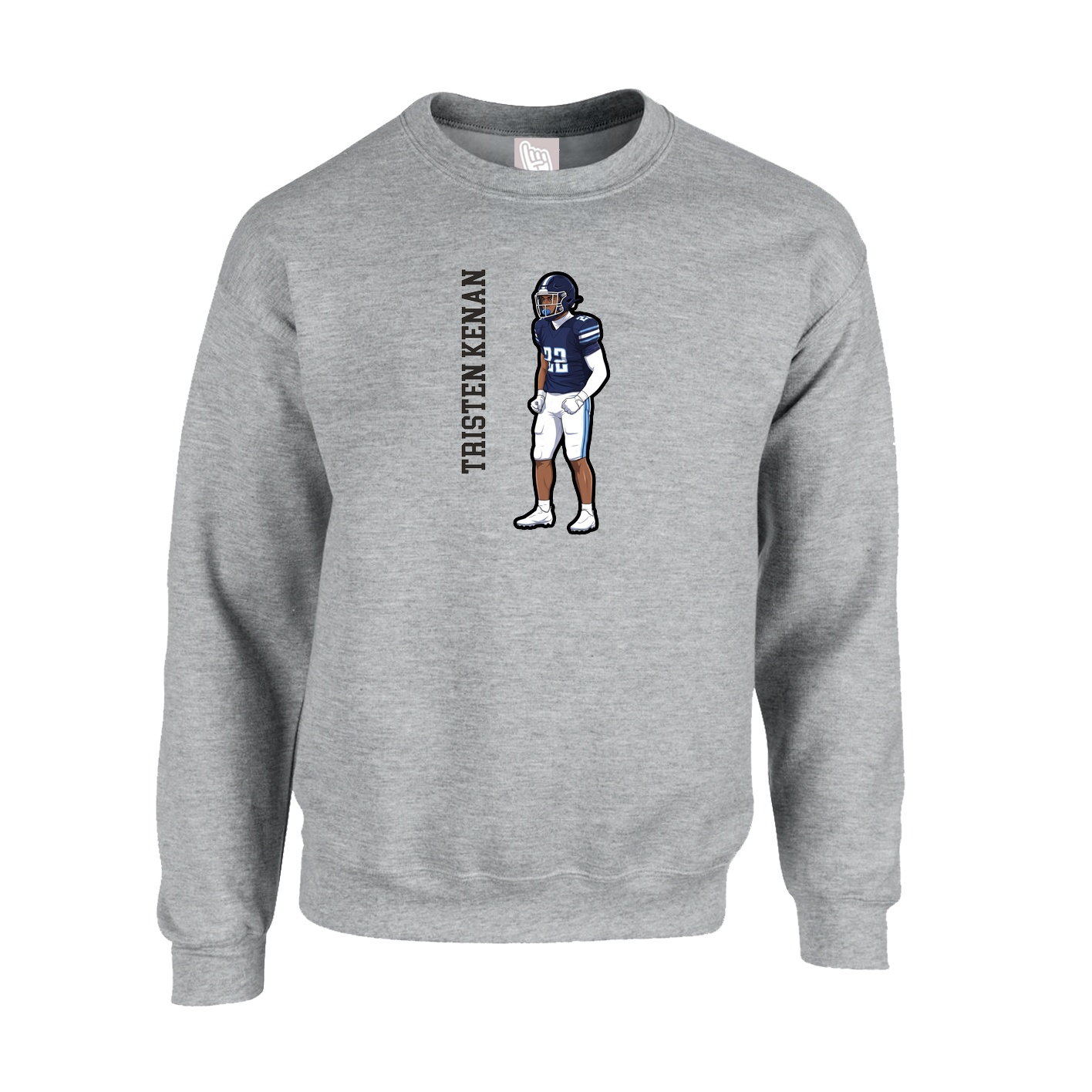 Fleece Crew — Name Vertical in Grey