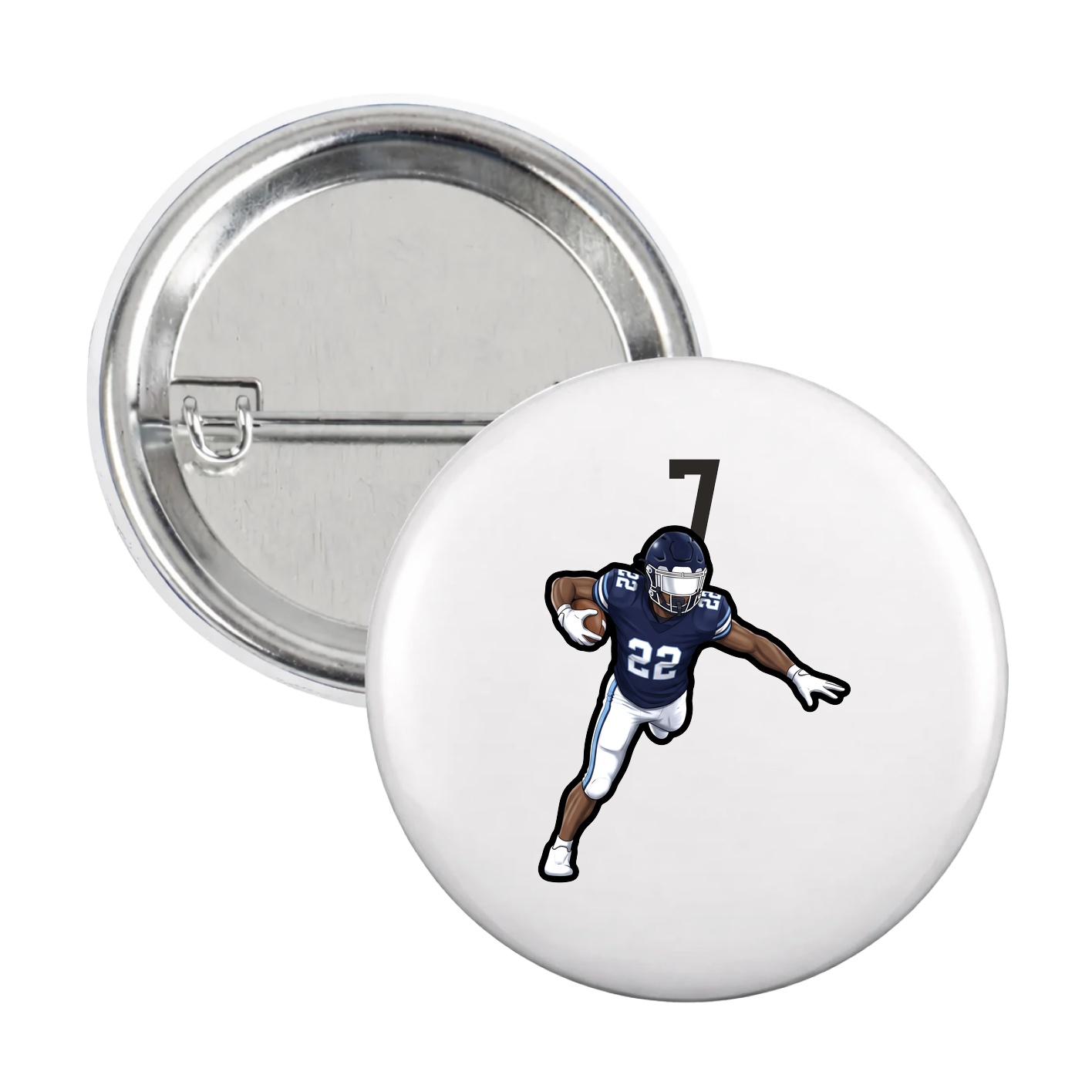 Game Day Button — Number Top in White