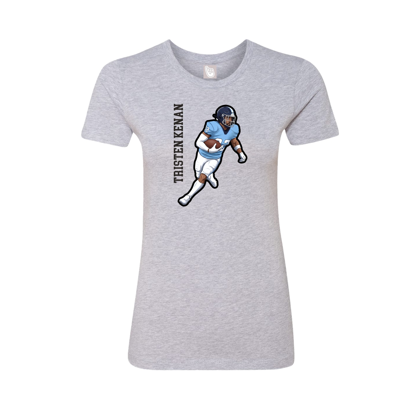 Fitted Women's Tee — Name Vertical in Grey