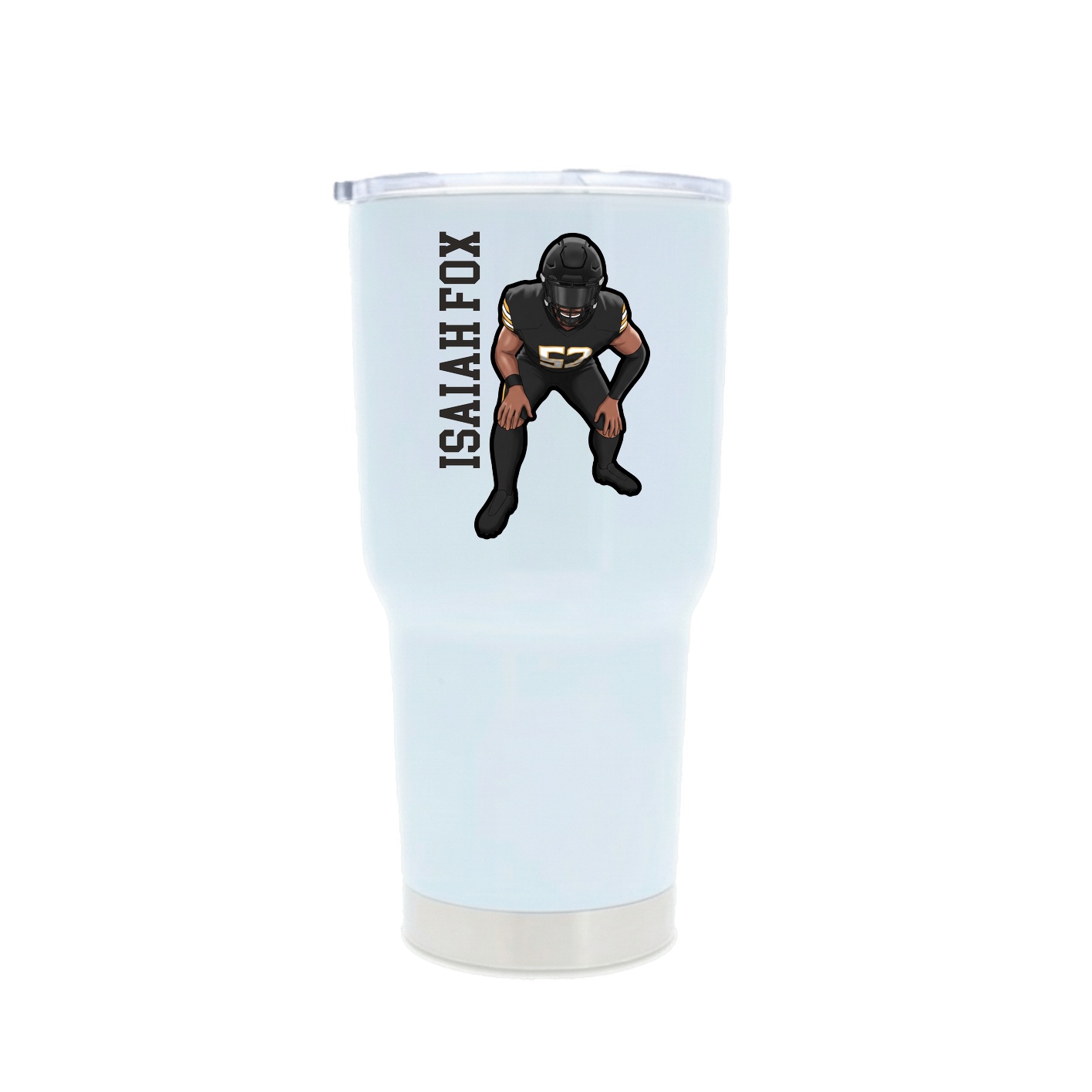 30oz Stainless Steel Tumbler — Name Vertical in White
