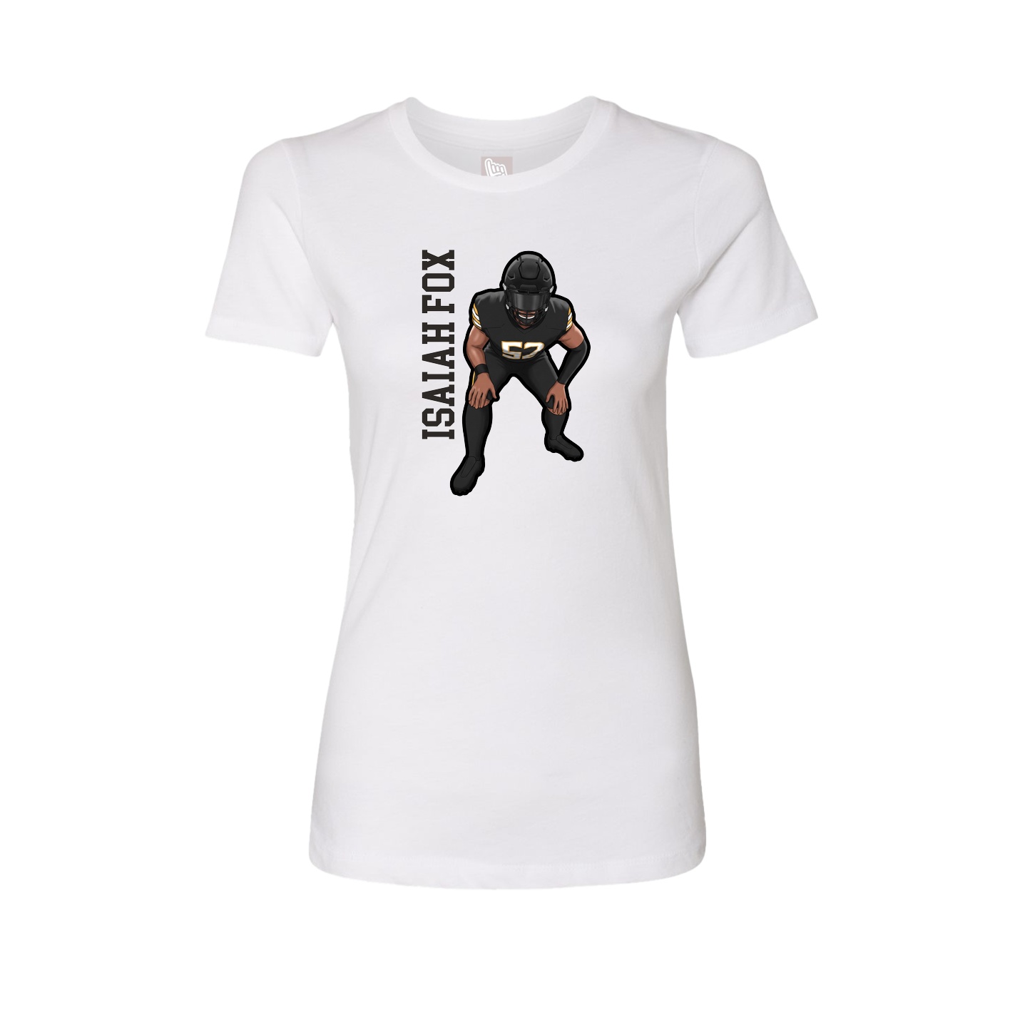 Fitted Women's Tee — Name Vertical in White