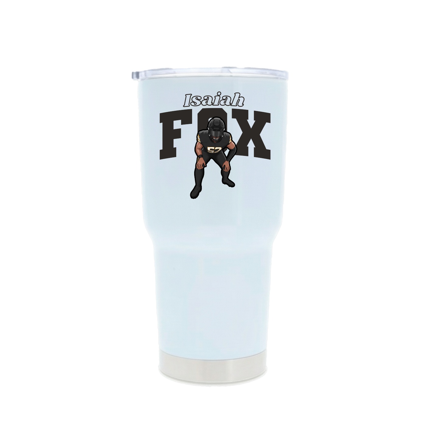 30oz Stainless Steel Tumbler — Name Arch in White