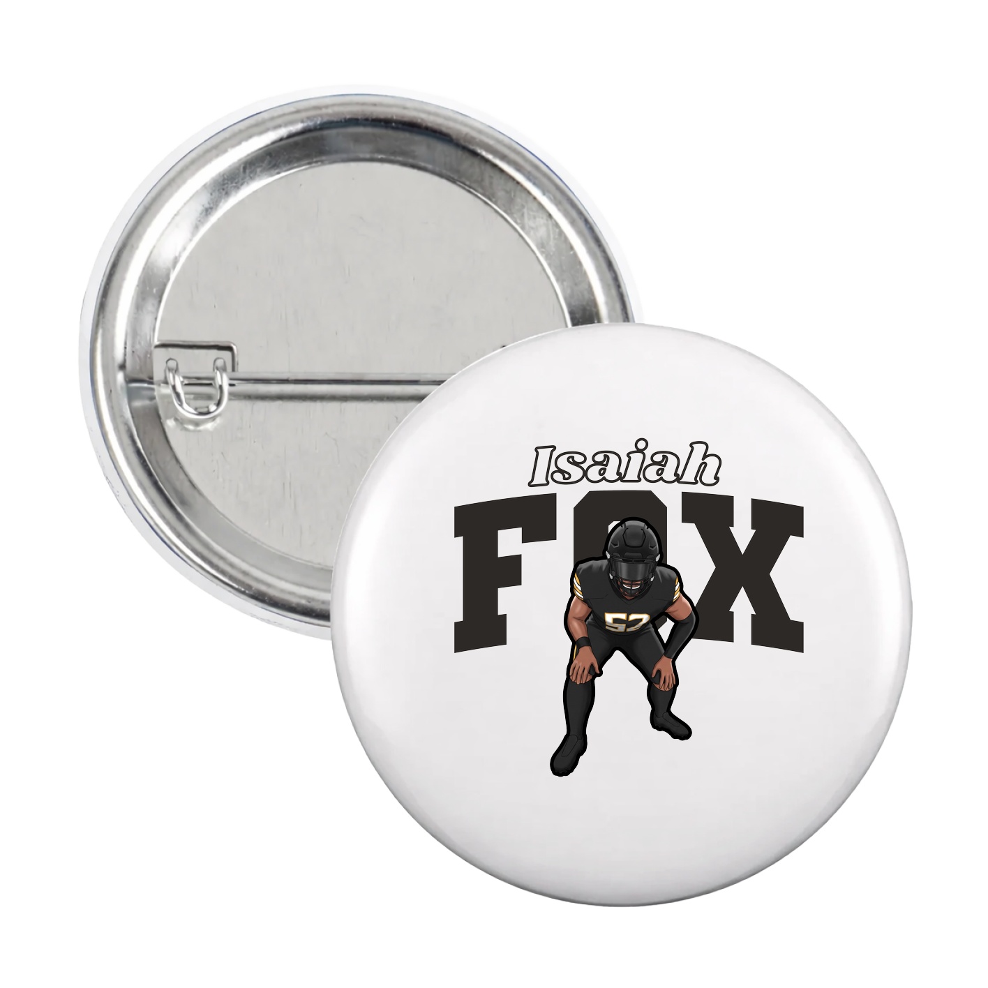 Game Day Button — Name Arch in White