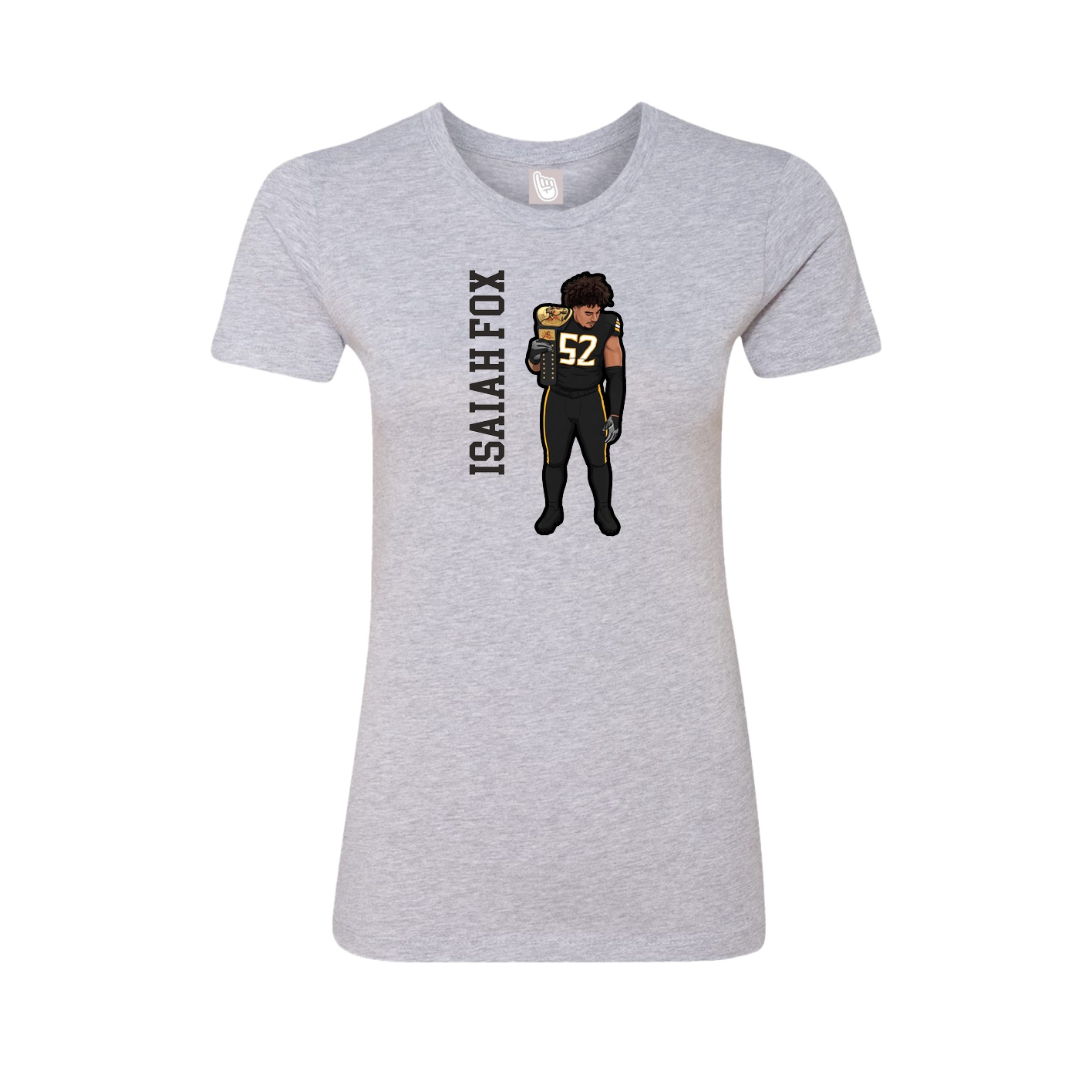 Fitted Women's Tee — Name Vertical in Grey
