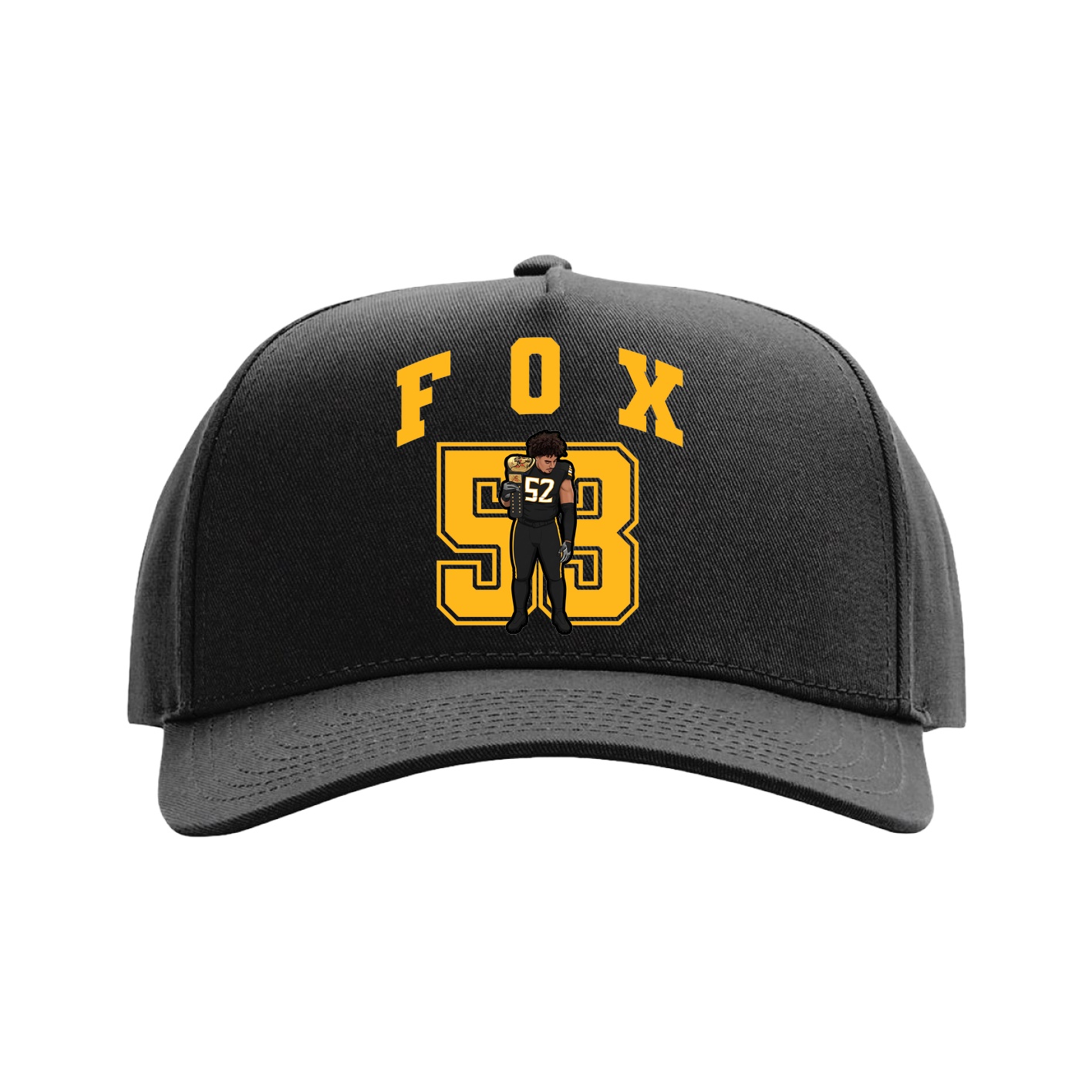 Full Fabric Five-Panel Champ Cap — Number in Black