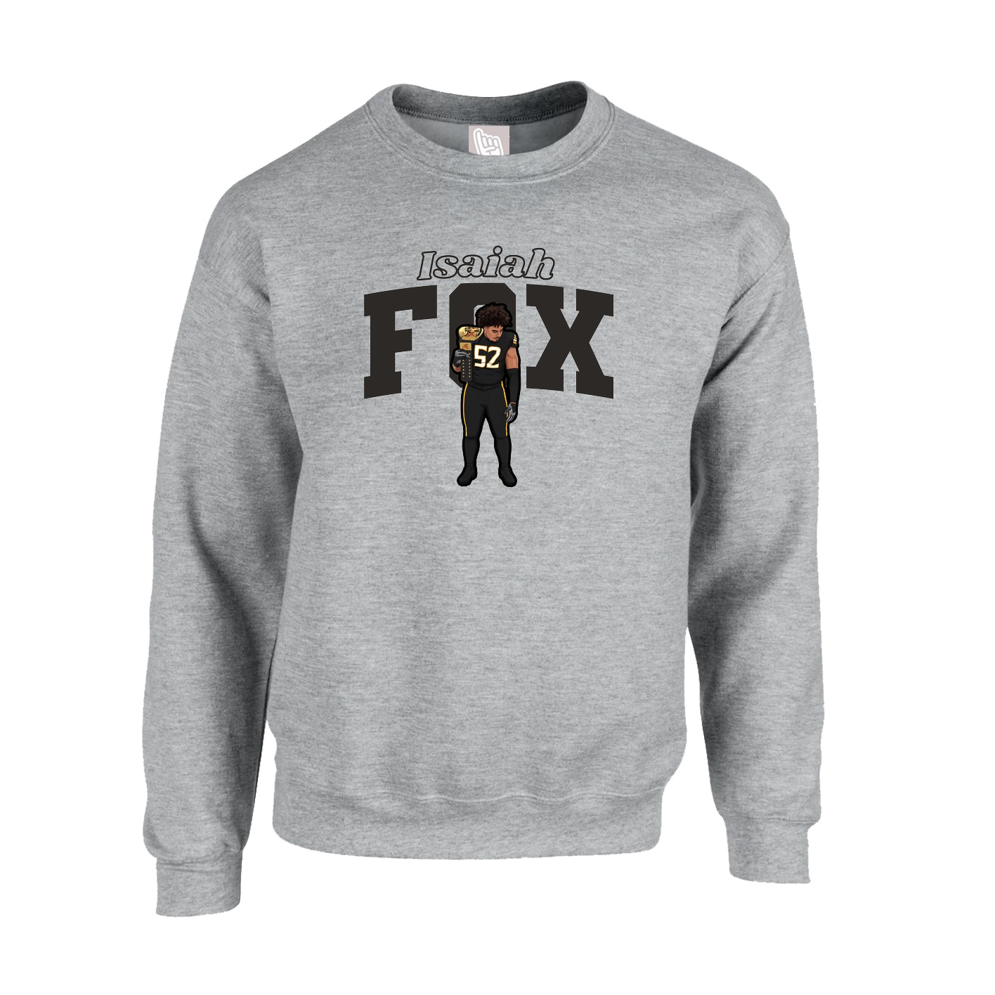 Fleece Crew — Name Arch in Grey