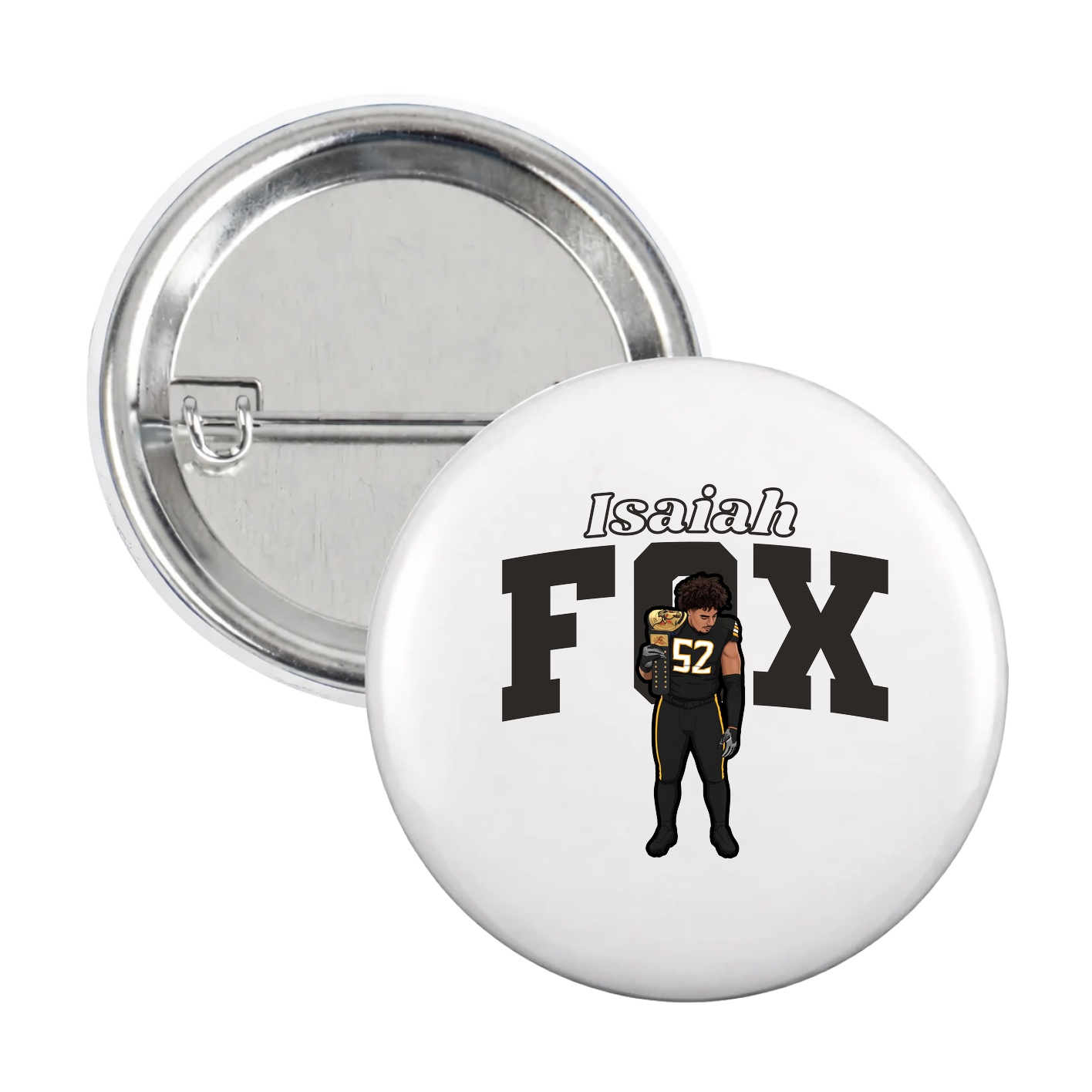 Game Day Button — Name Arch in White