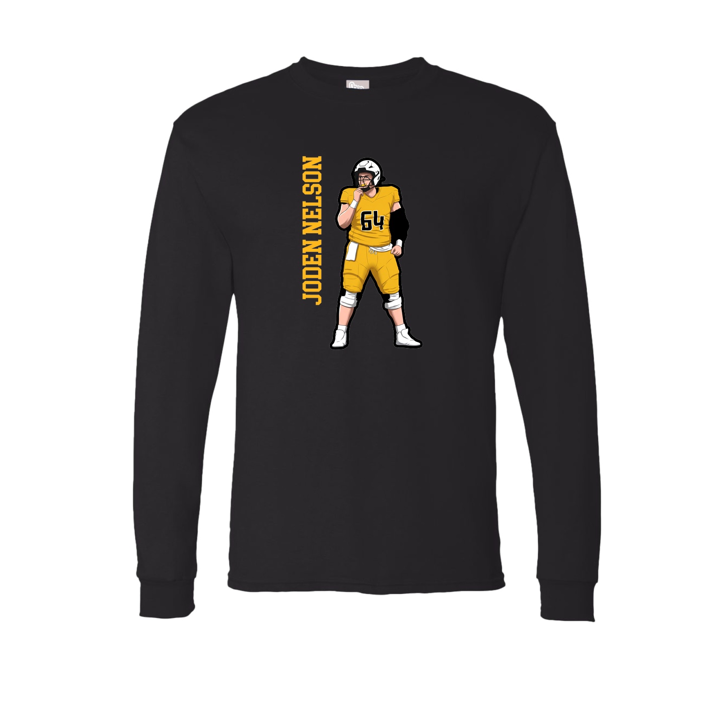 Long Sleeve Tee — Name Vertical in Black