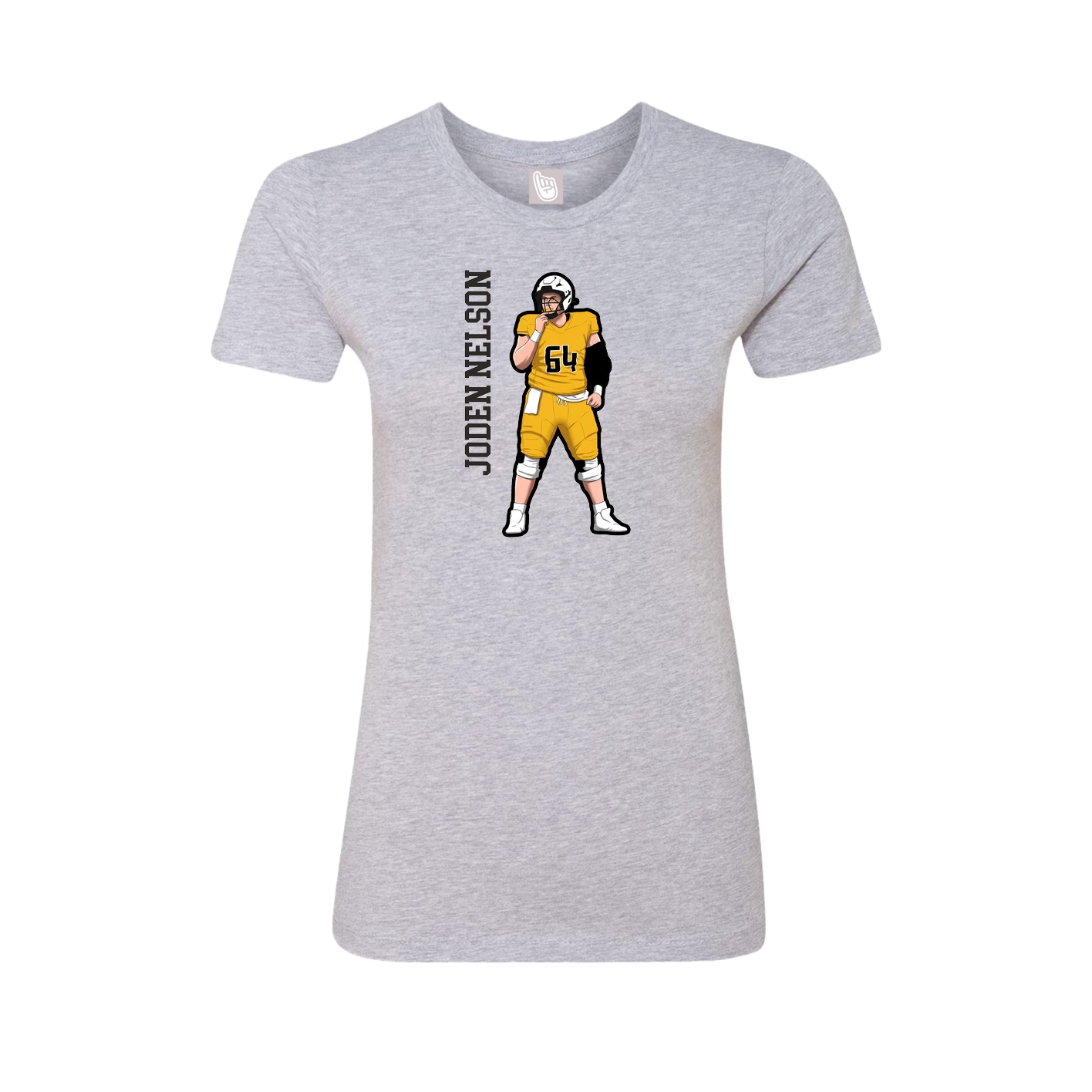 Fitted Women's Tee — Name Vertical in Grey