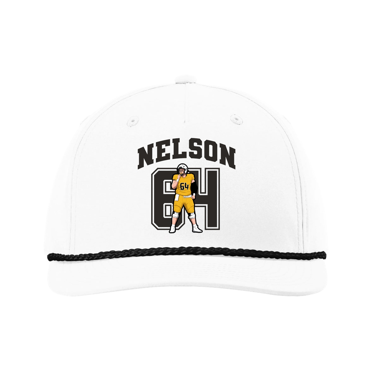 Five-Panel Classic Rope Cap — Number in White