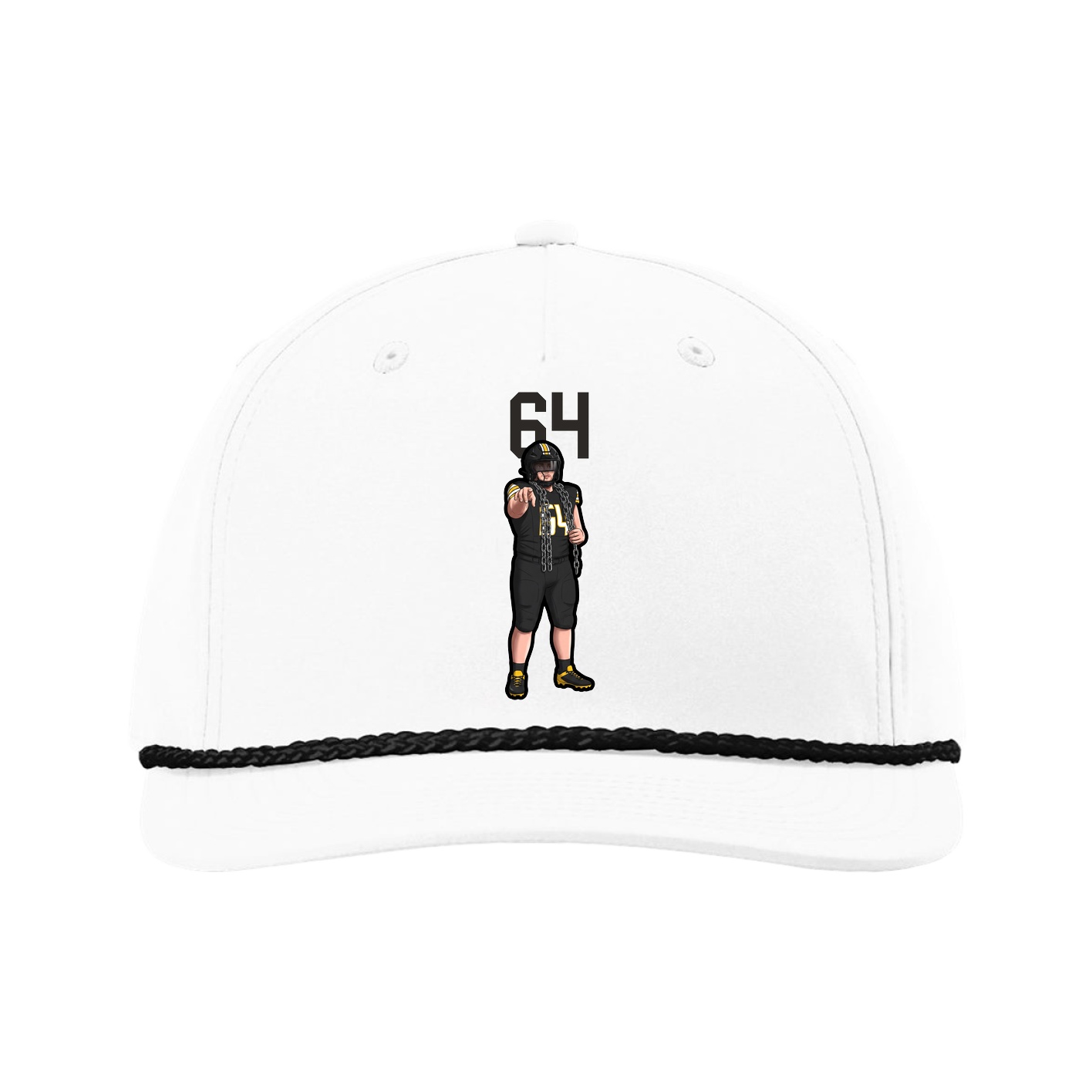 Five-Panel Classic Rope Cap — Number Top in White