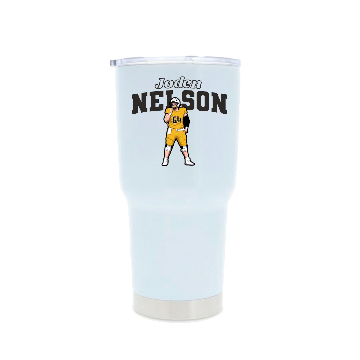 30oz Stainless Steel Tumbler — Name Arch in White