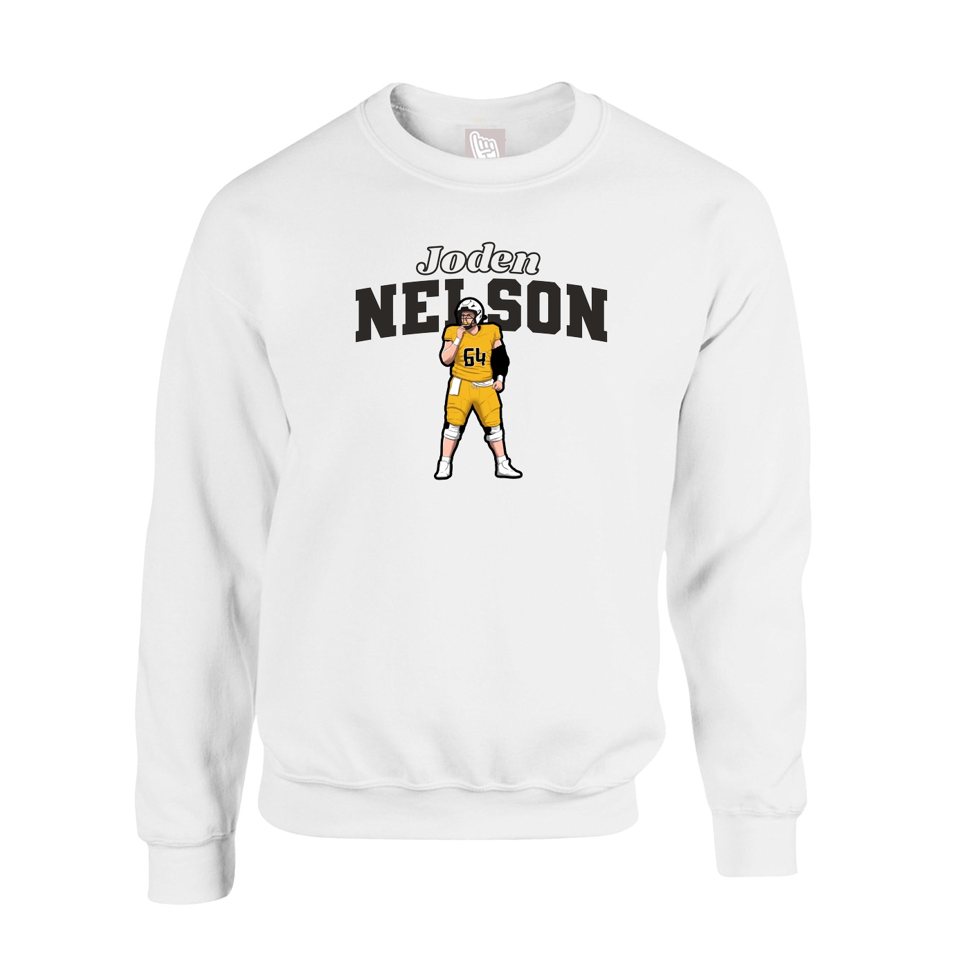 Fleece Crew — Name Arch in White