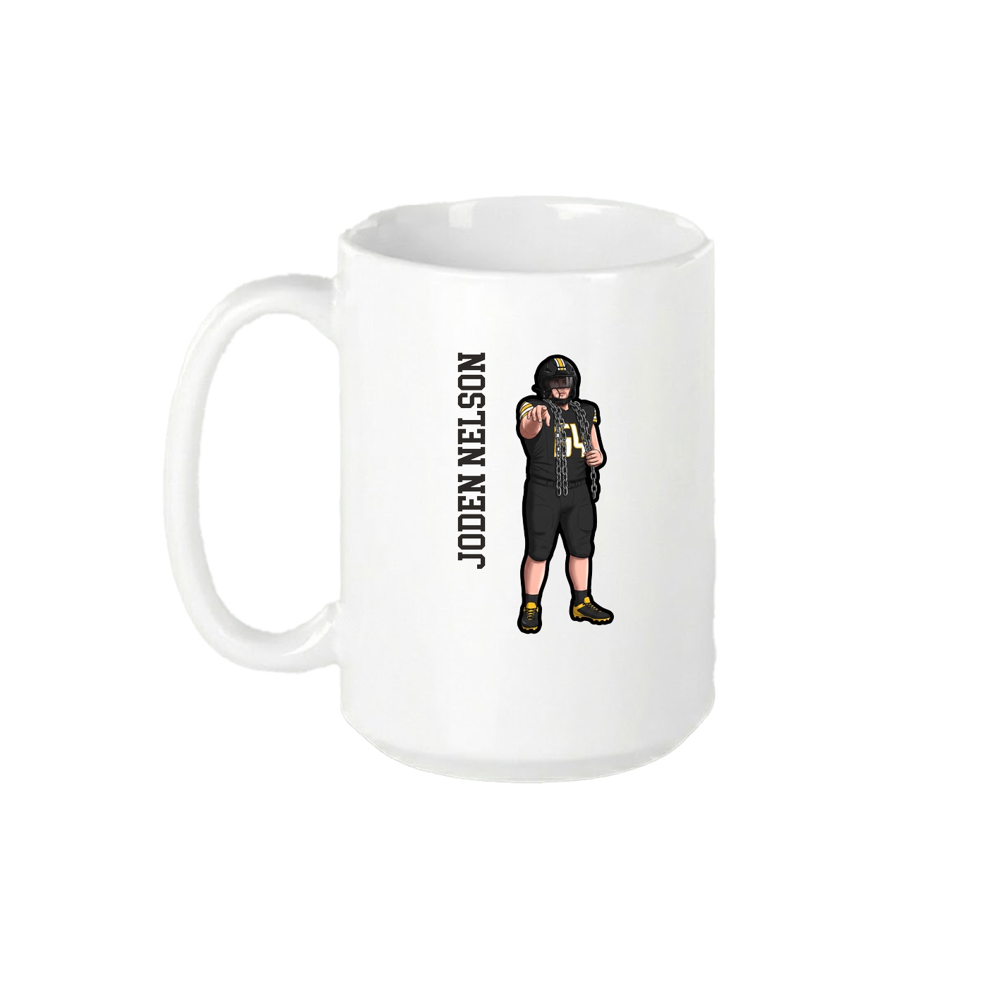 15oz Coffee Mug — Name Vertical in White