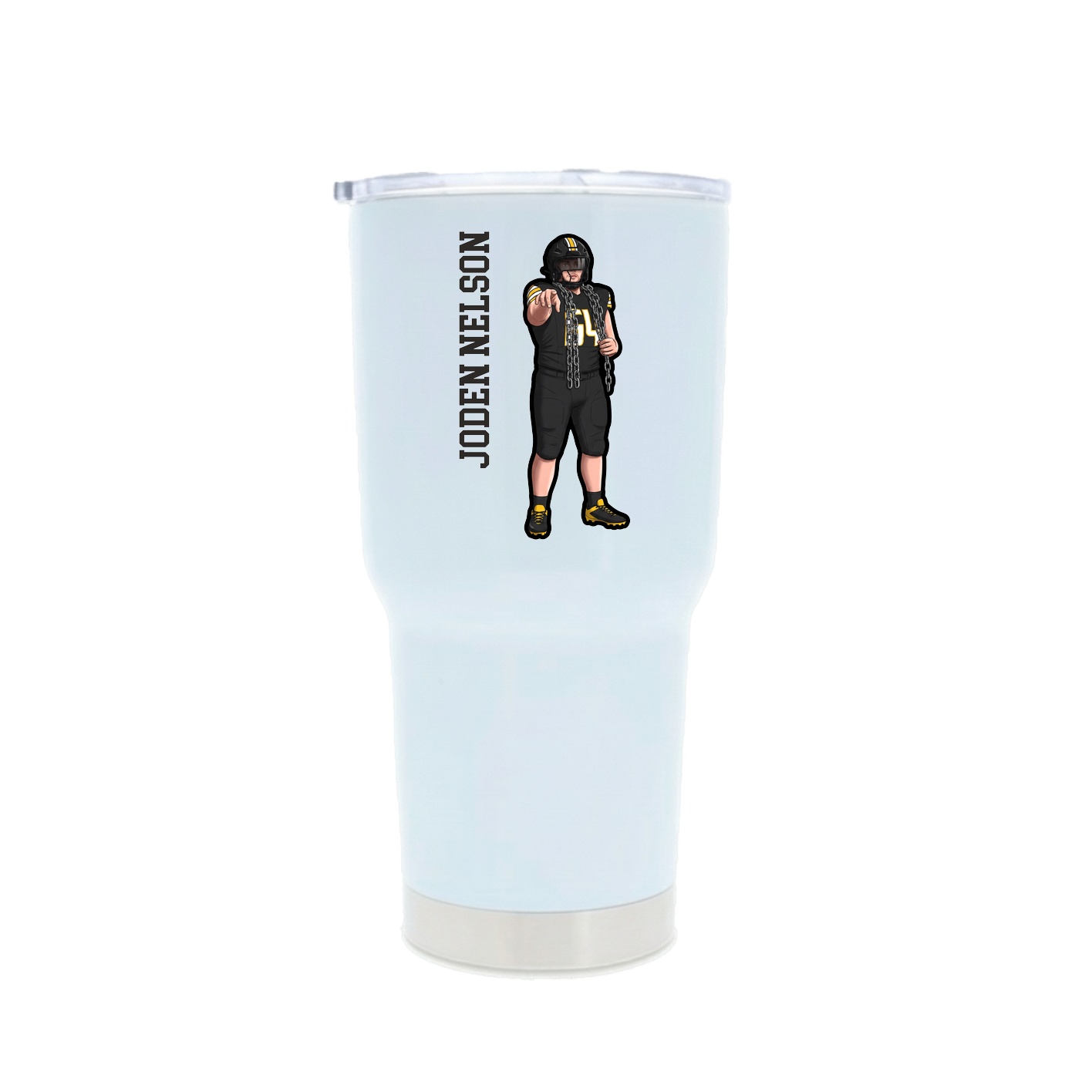 30oz Stainless Steel Tumbler — Name Vertical in White