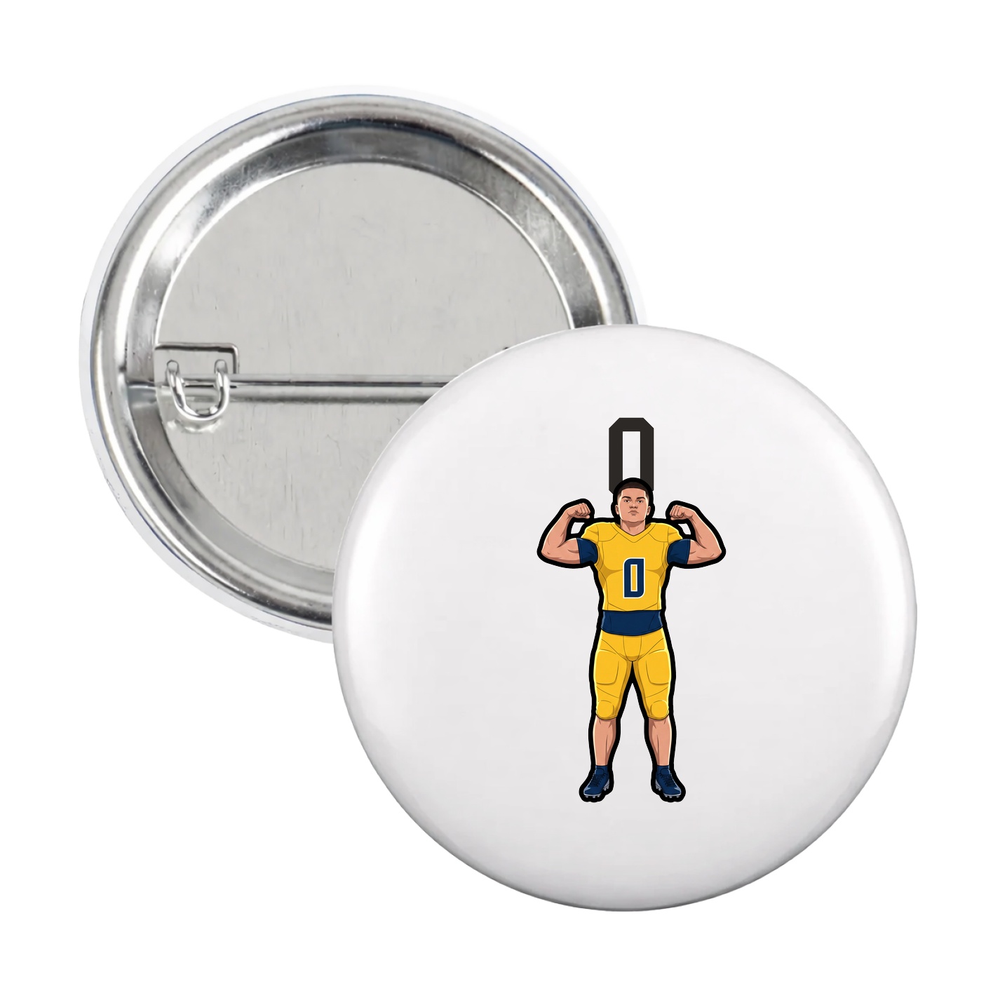 Game Day Button — Number Top in White