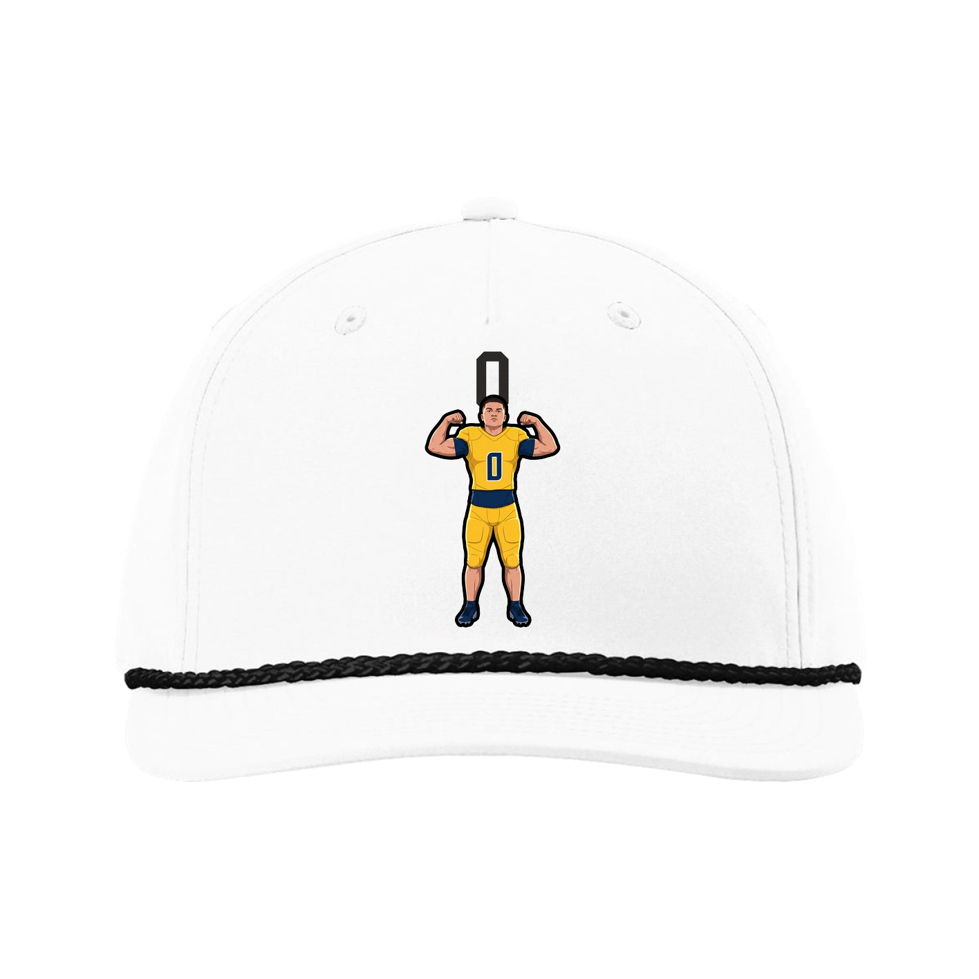 Five-Panel Classic Rope Cap — Number Top in White