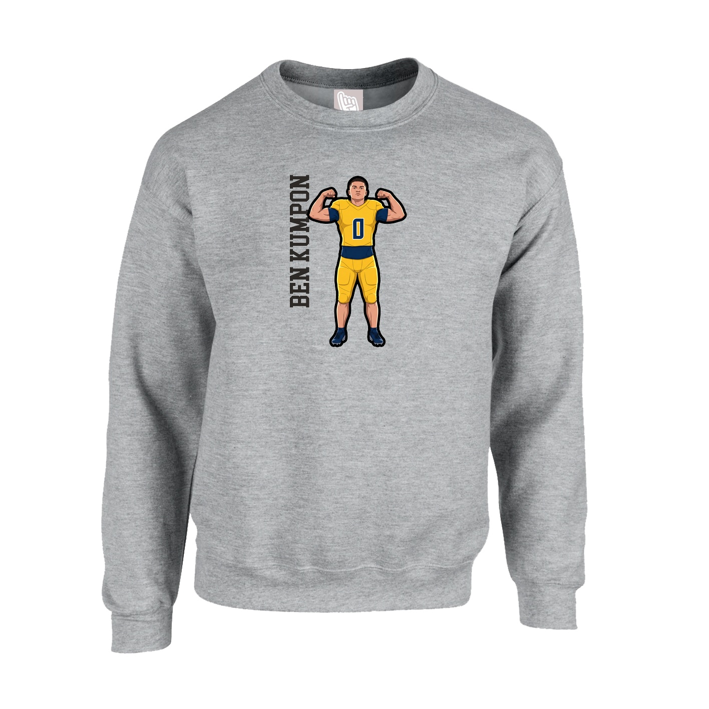 Fleece Crew — Name Vertical in Grey
