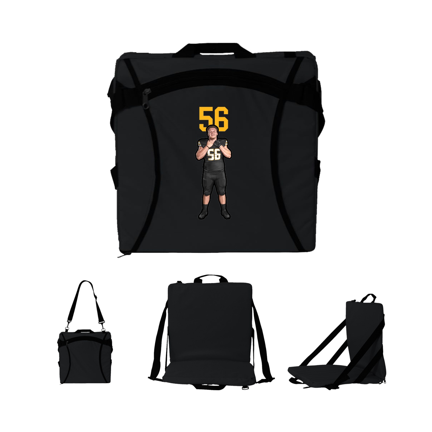 Folding Stadium Seat — Number Top in Black