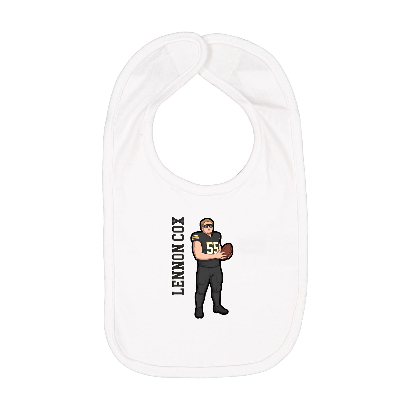 Infant Bib — Name Vertical in White