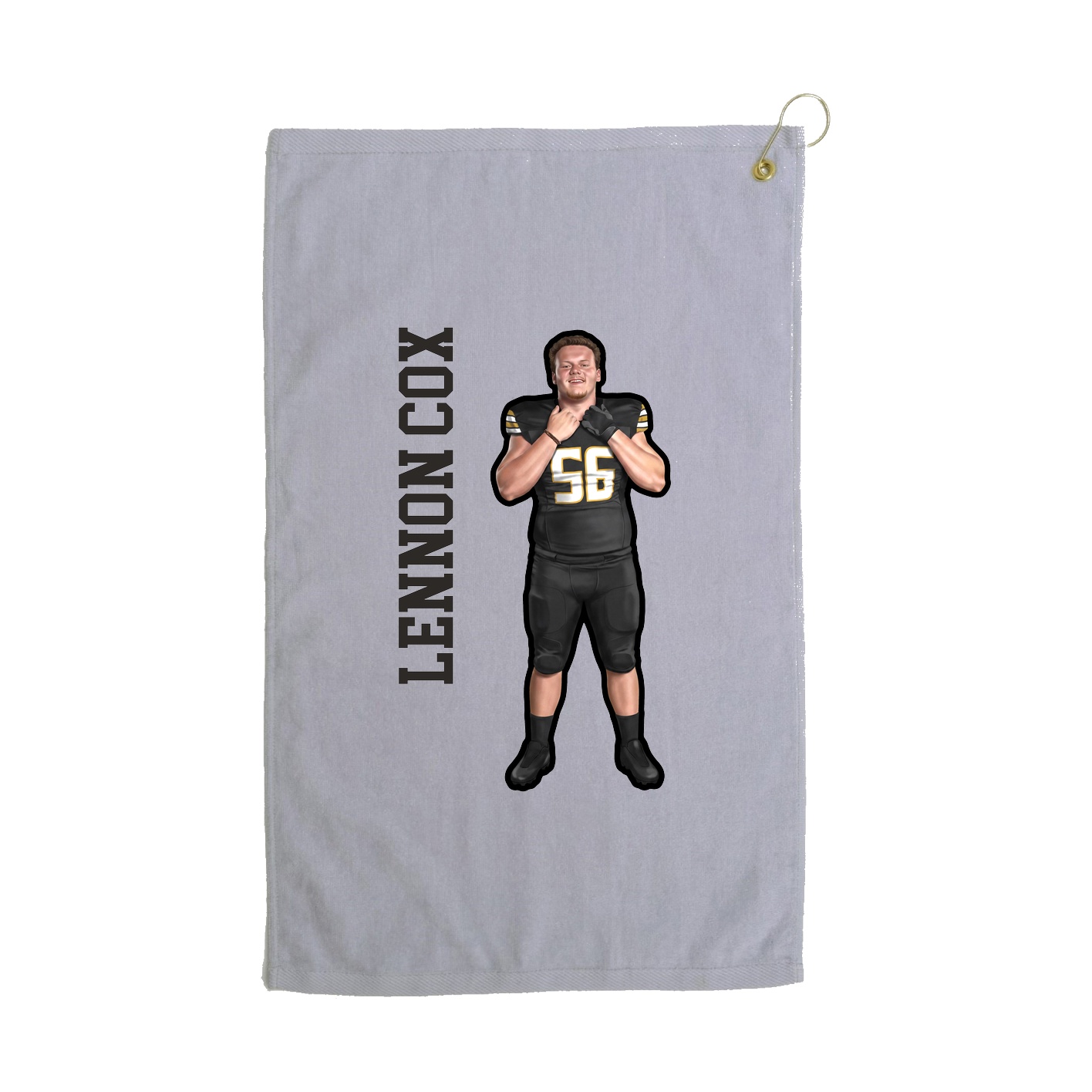 Golf Towel — Name Vertical in Grey