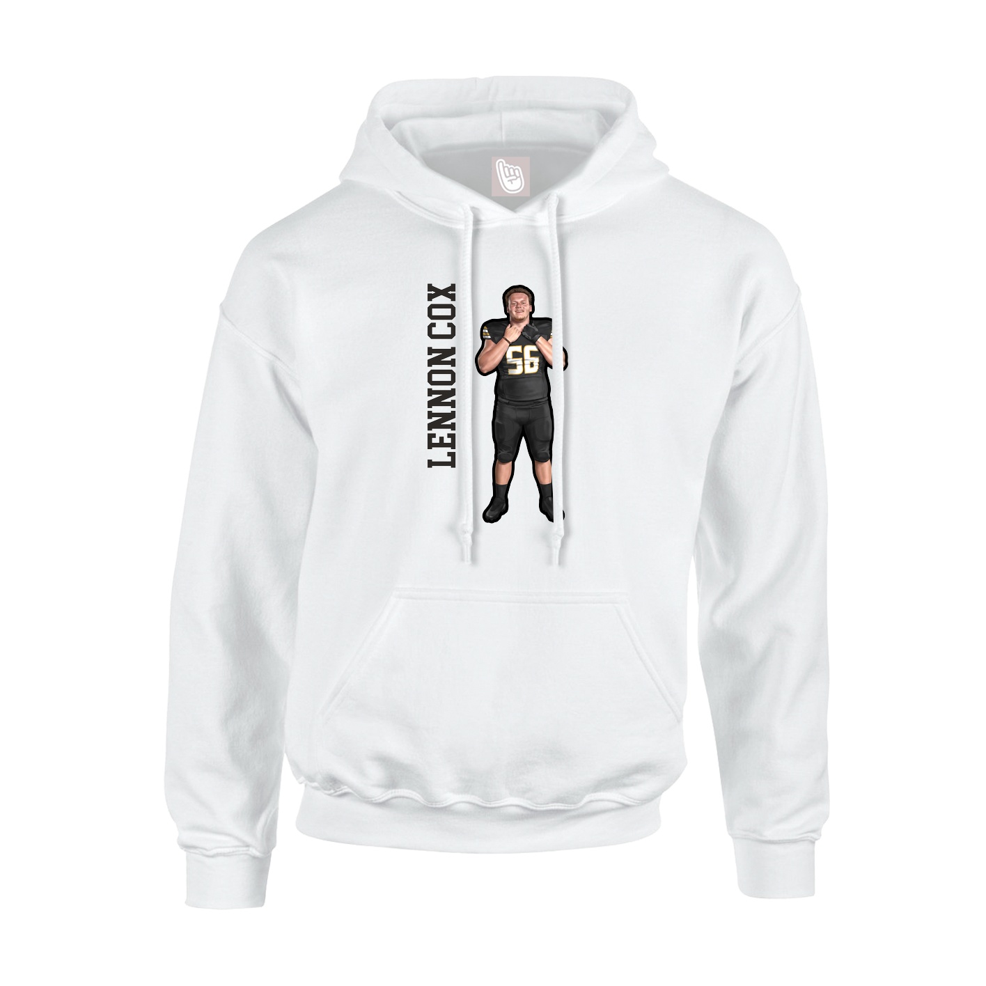 Youth Hoodie — Name Vertical in White