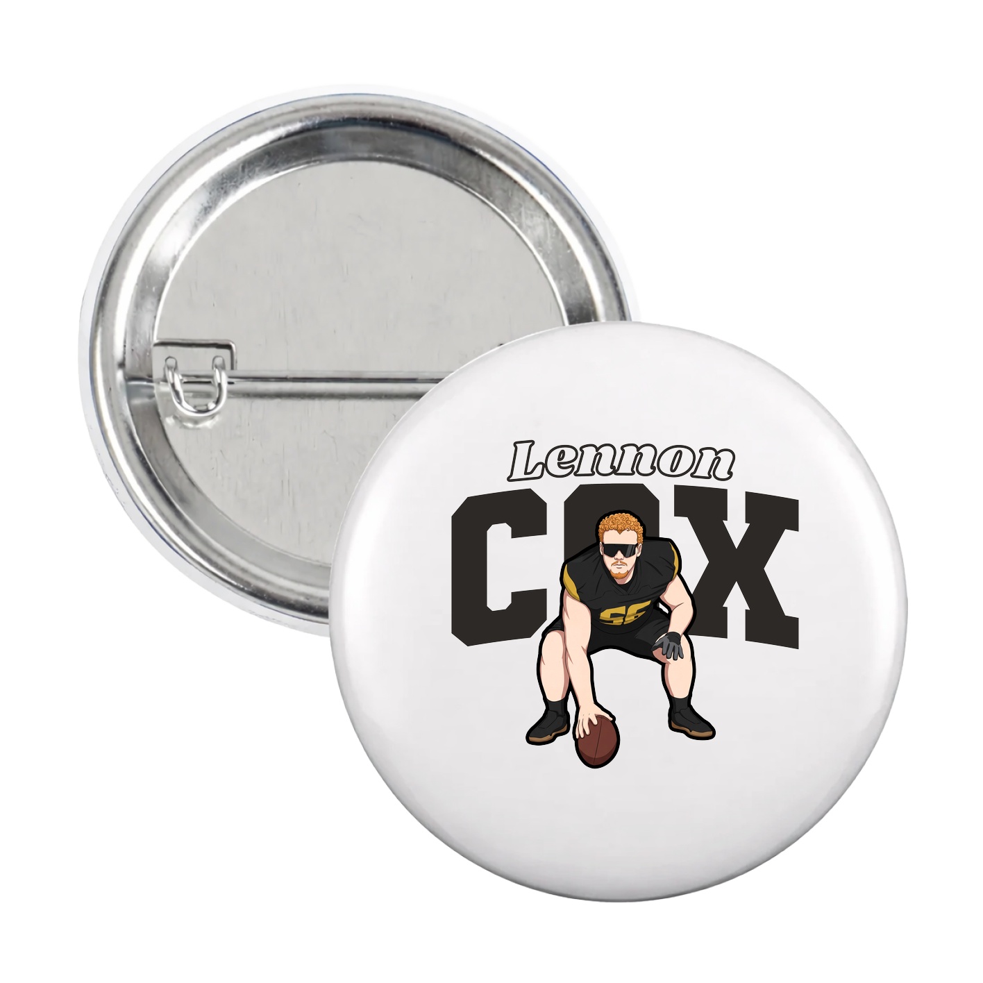 Game Day Button — Name Arch in White