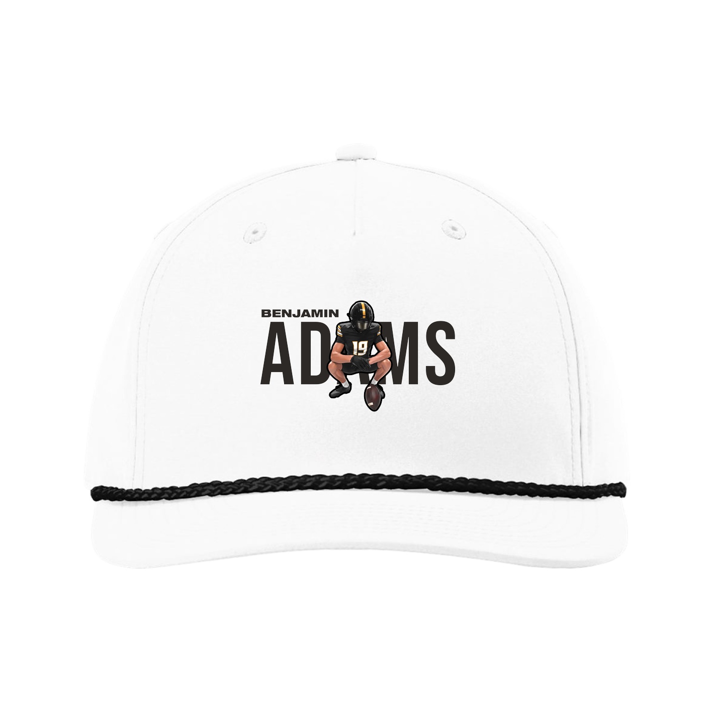 Five-Panel Classic Rope Cap — Player Name in White