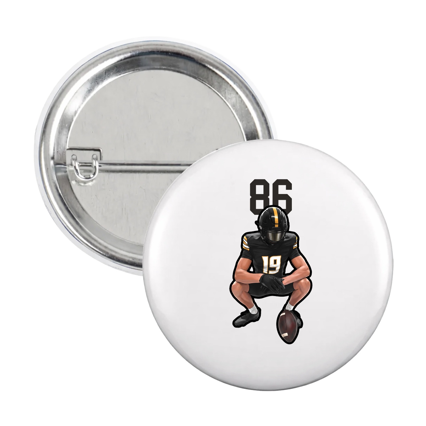 Game Day Button — Number Top in White