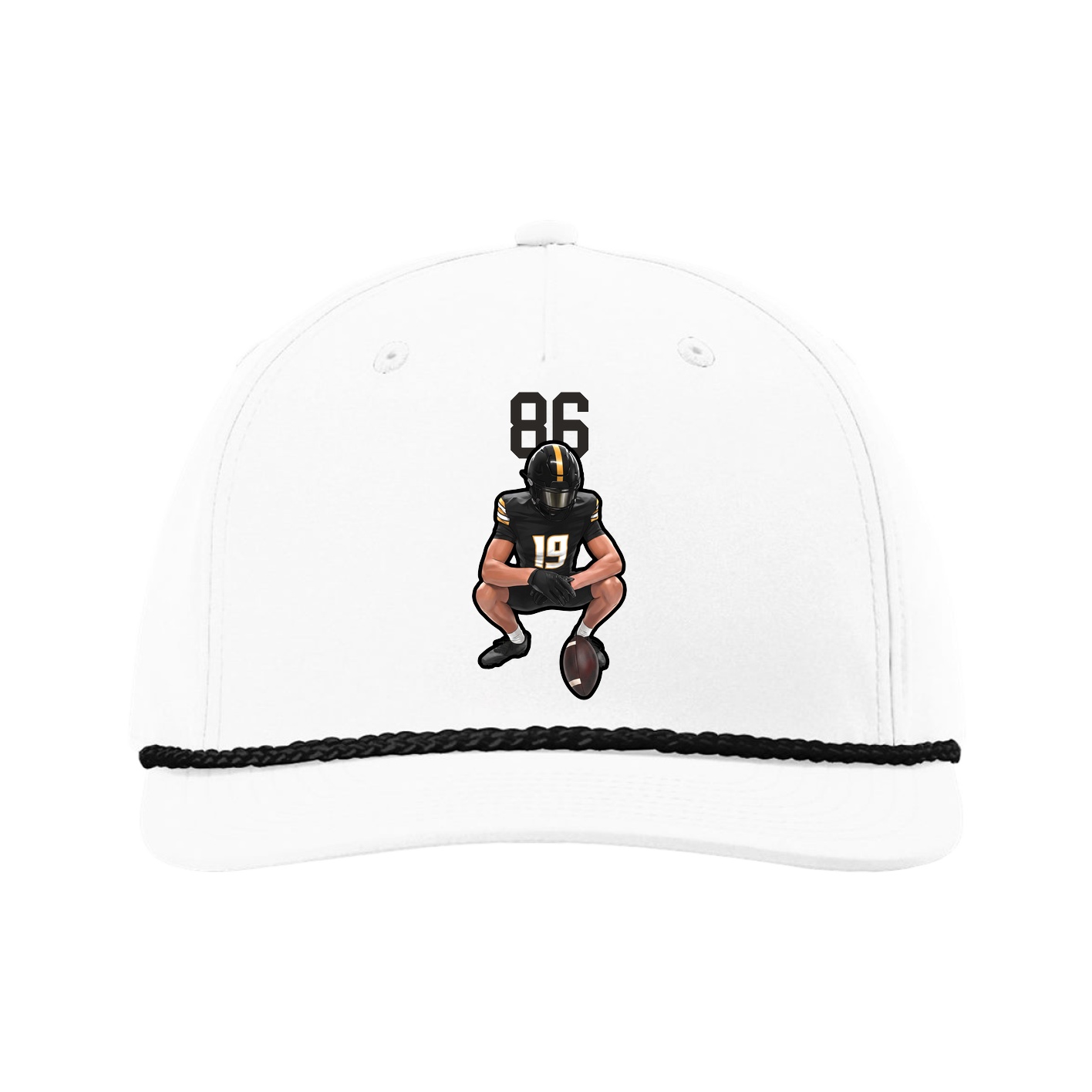Five-Panel Classic Rope Cap — Number Top in White