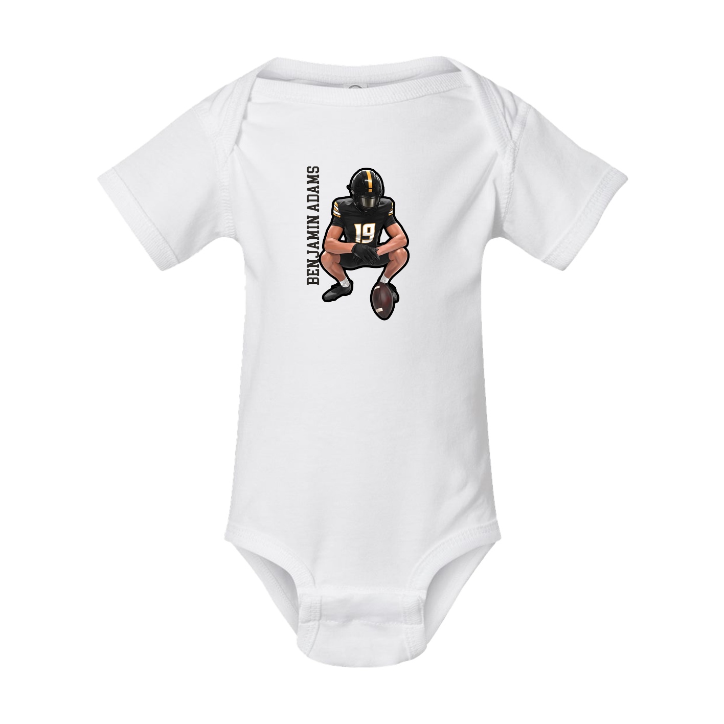 Baby Onesie — Name Vertical in White